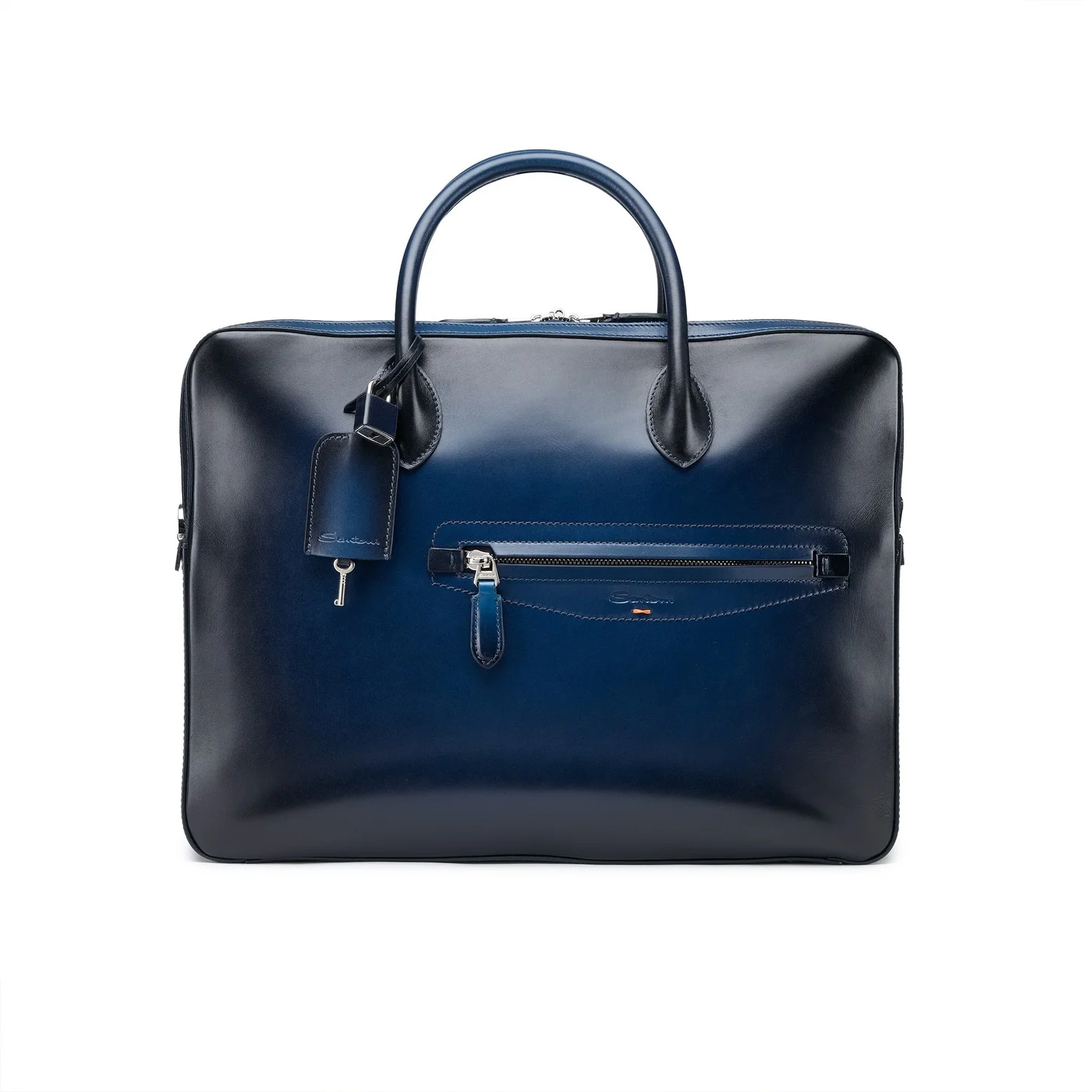 Blue leather laptop bag - 1