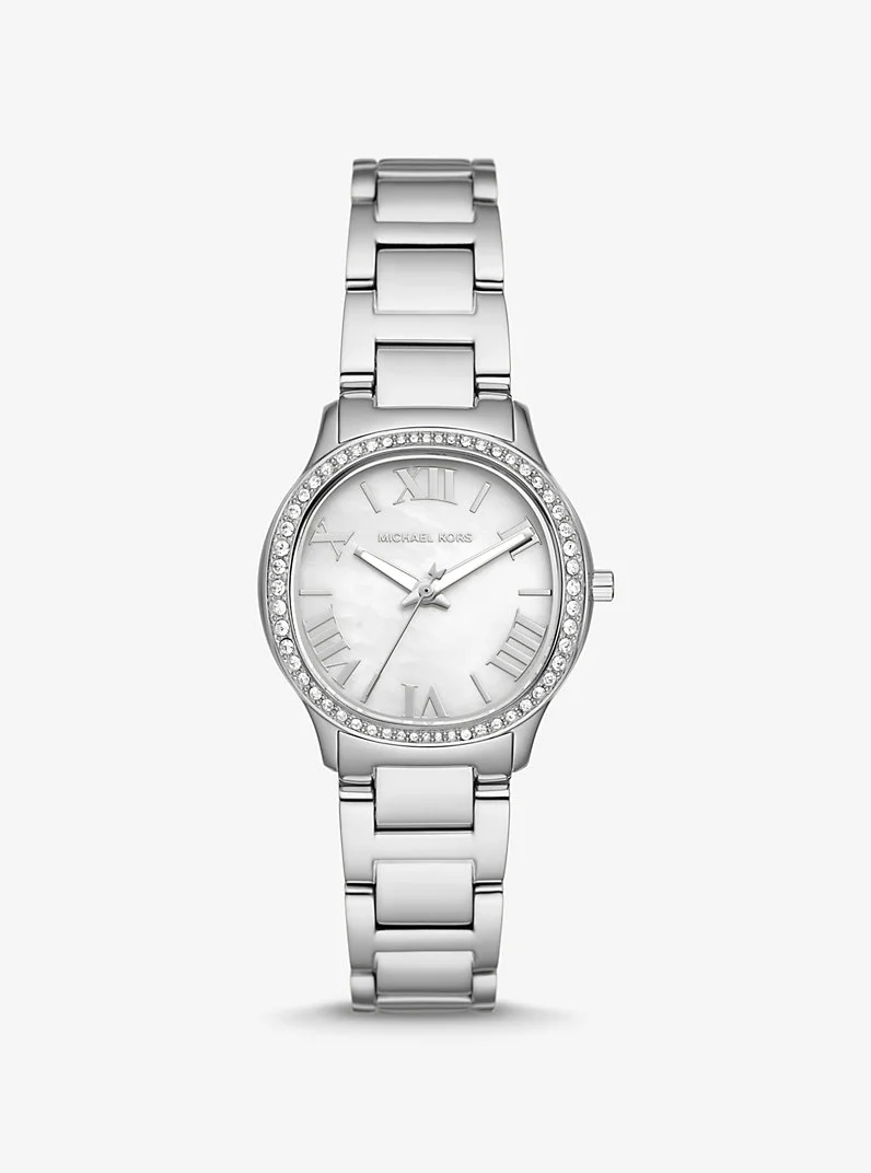 Mini Sage Pavé Silver-Tone Watch - 1
