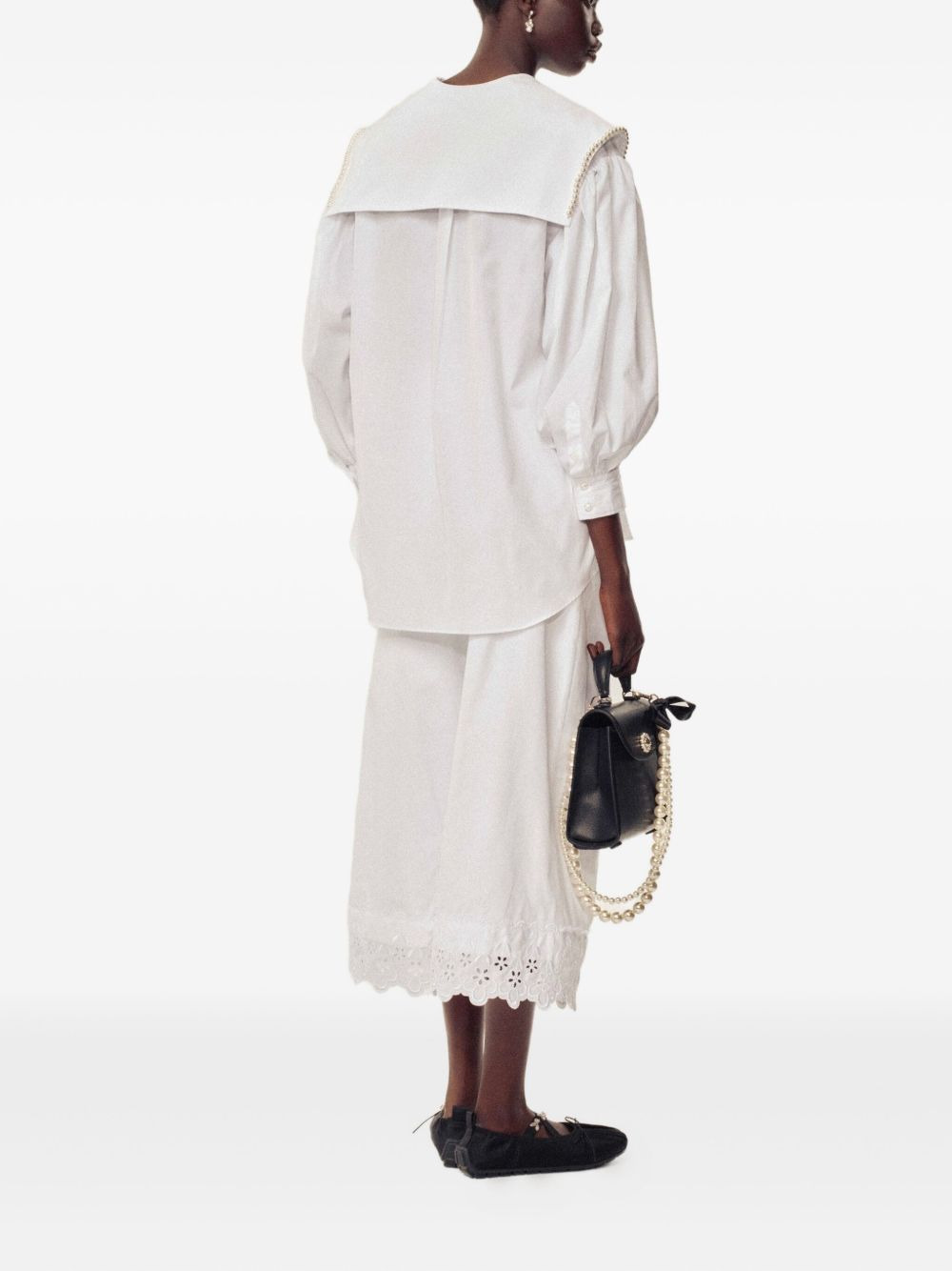 pearl-trimmed puff-sleeve shirt - 3
