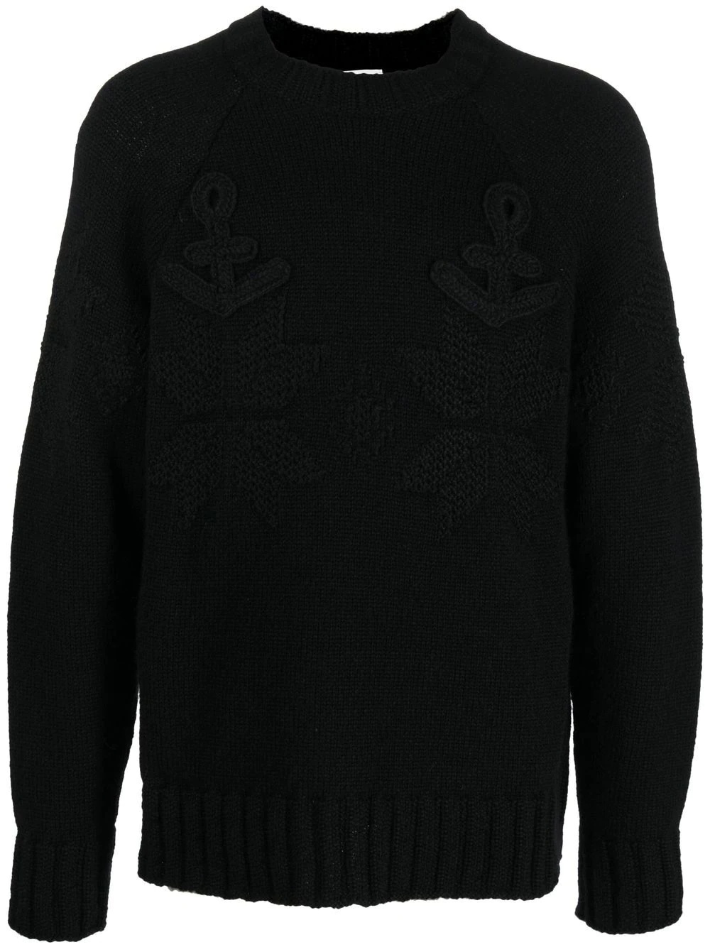 patch-detail crew neck jumper - 1