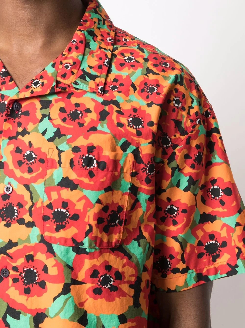 poppy-print short-sleeved shirt - 5