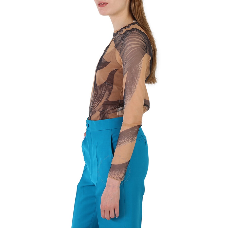 Burberry Ladies Mermaid Tail-Print Tulle Long Sleeve Bodysuit - 5