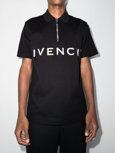 Givenchy logo-print half zip polo shirt outlook