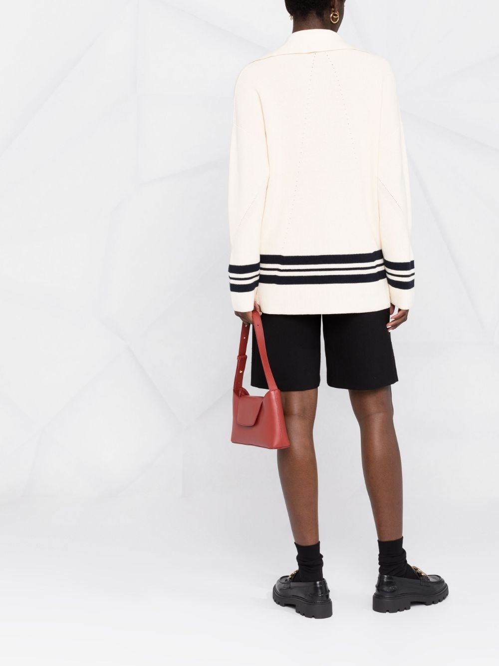 stripe-trim oversized jumper - 4