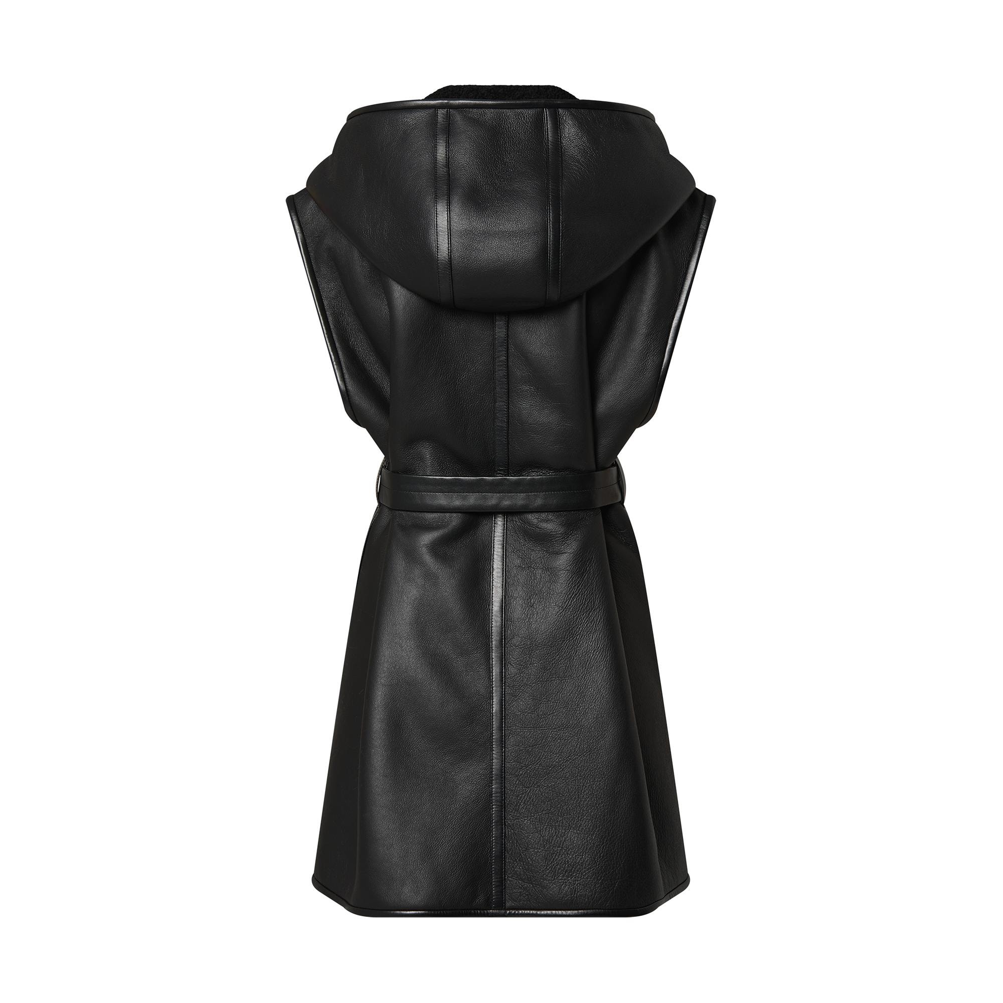 Reversible Shearling Sleeveless Wrap Coat - 3