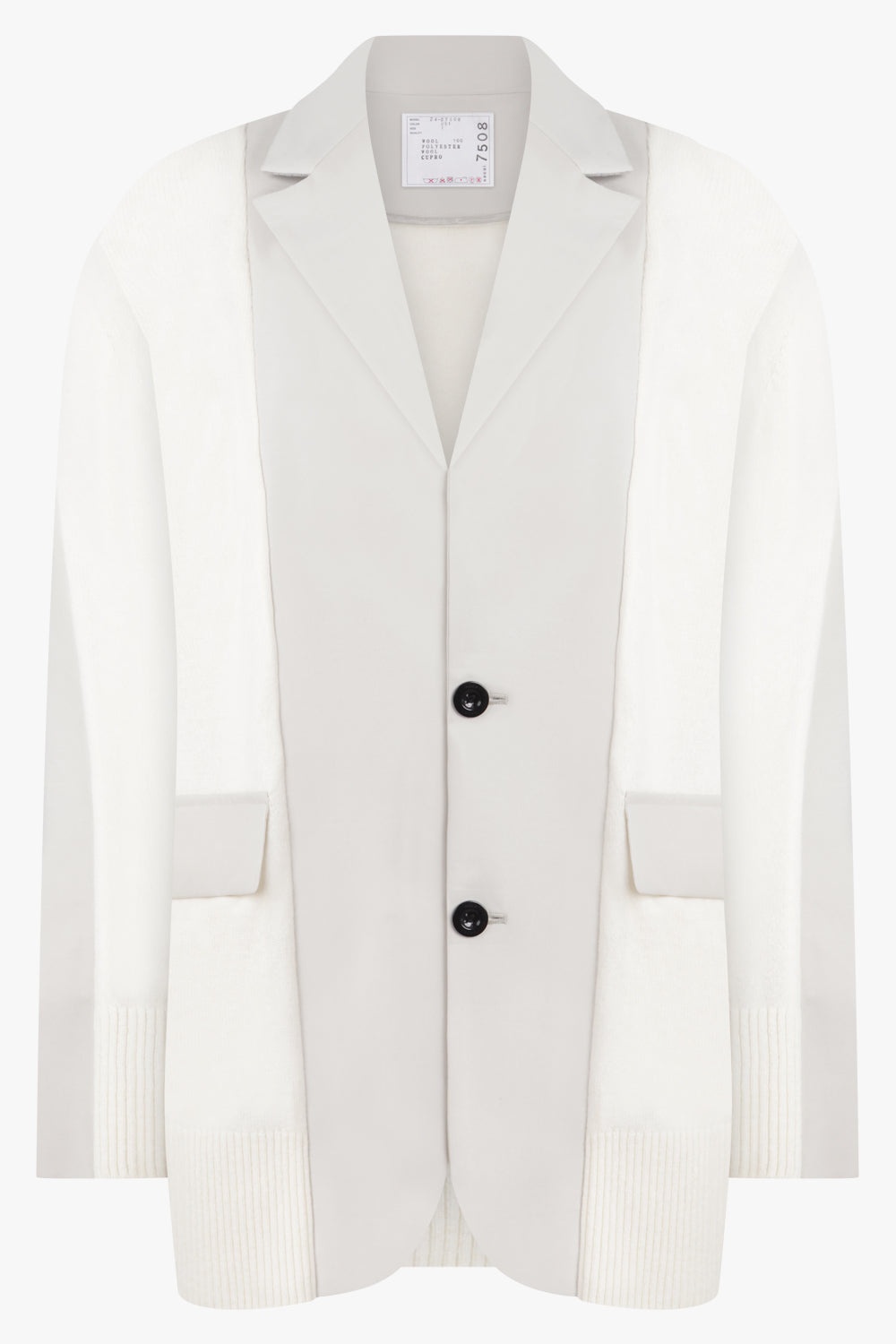 CARDIGAN X SUTING JACKET WITH BALLOON SLEEVES | ECRU/OFF WHITE - 1