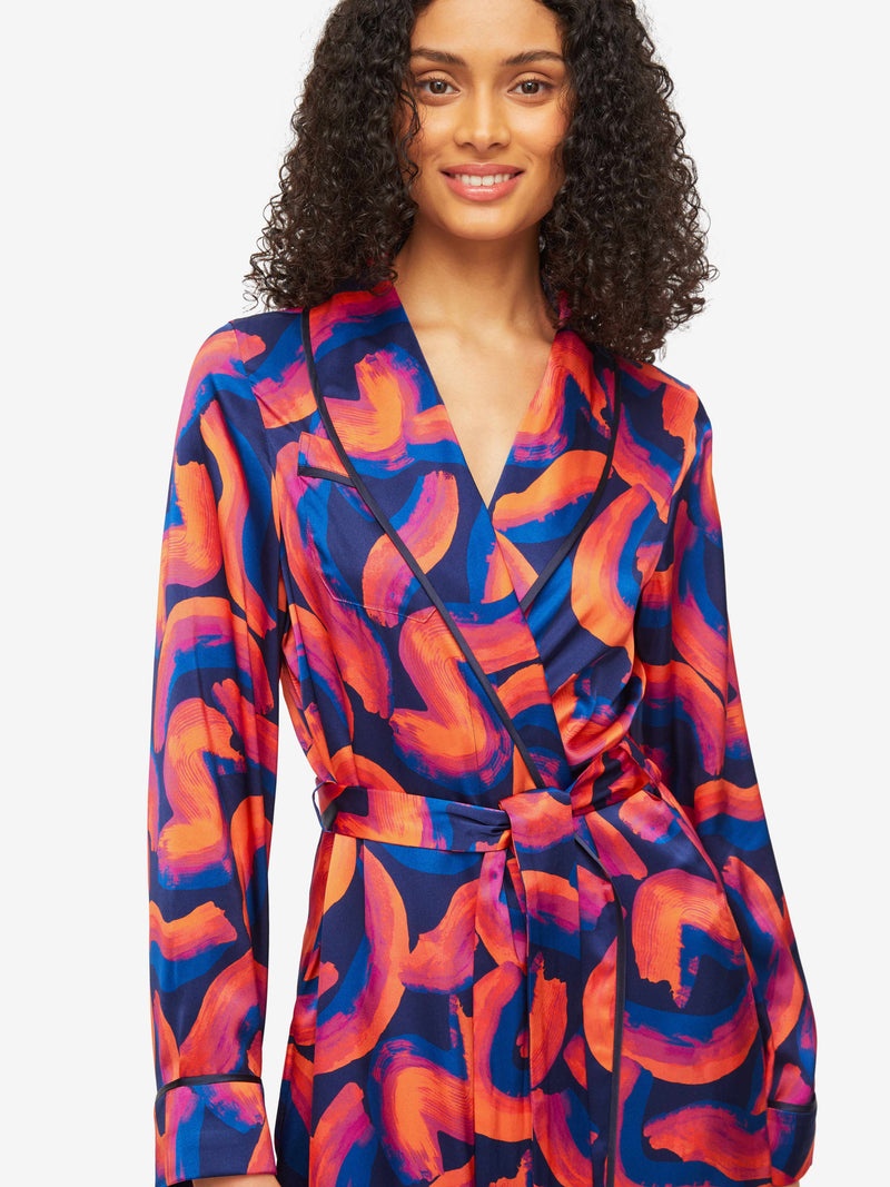 Women's Long Dressing Gown Brindisi 82 Silk Satin Multi - 2