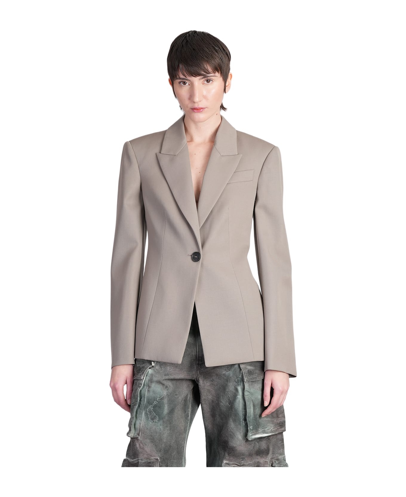 Blazer In Taupe Wool - 1