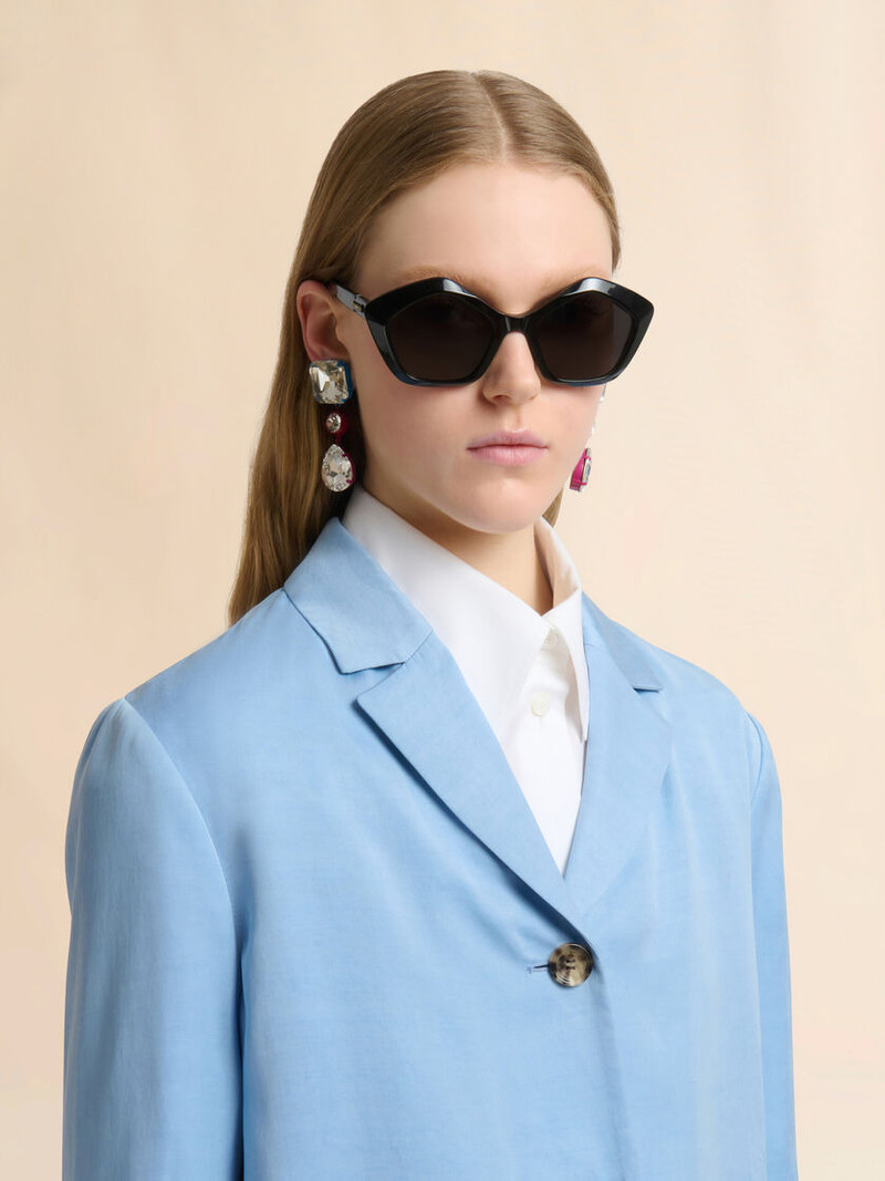 LIGHT BLUE SATIN SINGLE-BREASTED JACKET 4