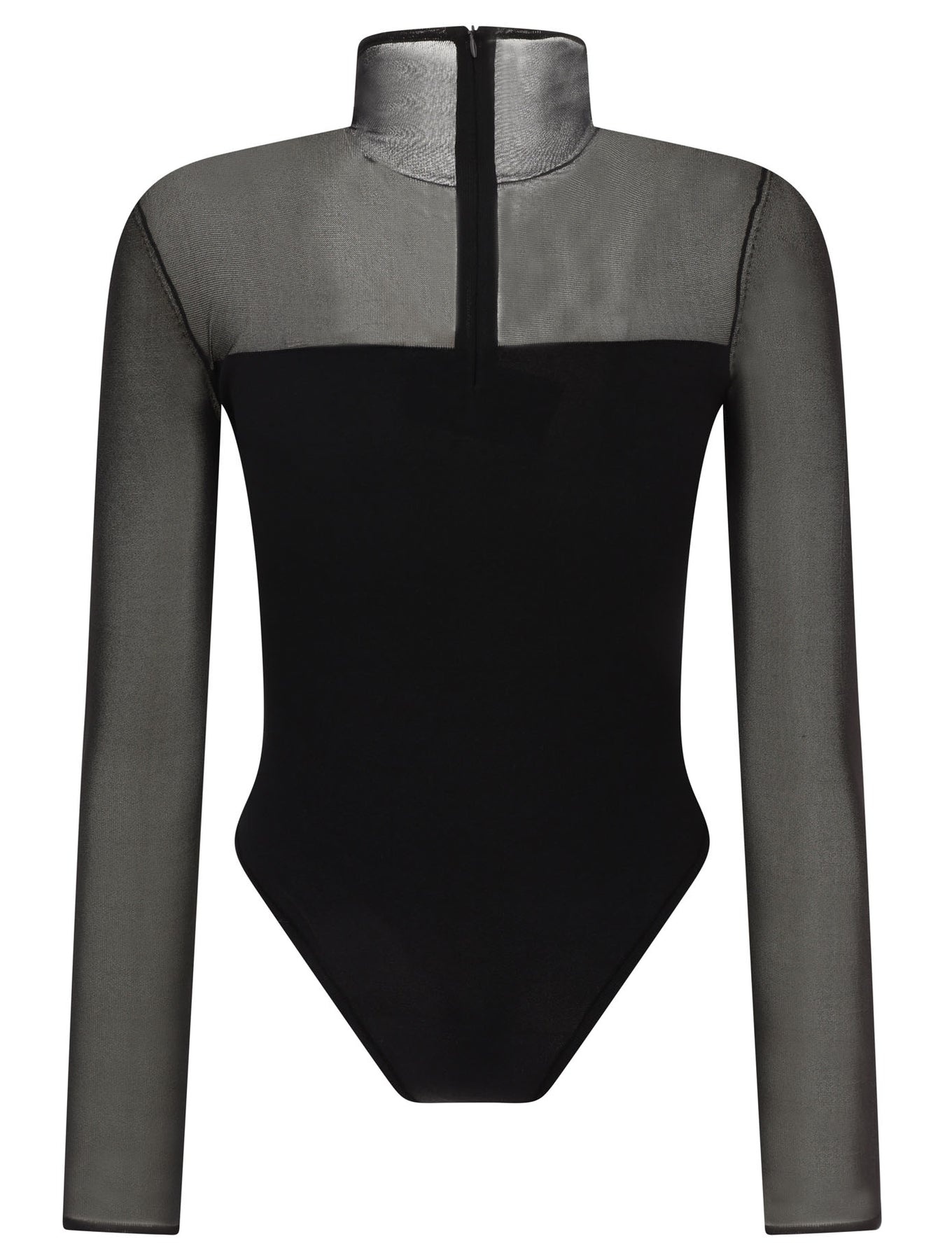 Asymmetric Line Bodysuit Tops Black - 2