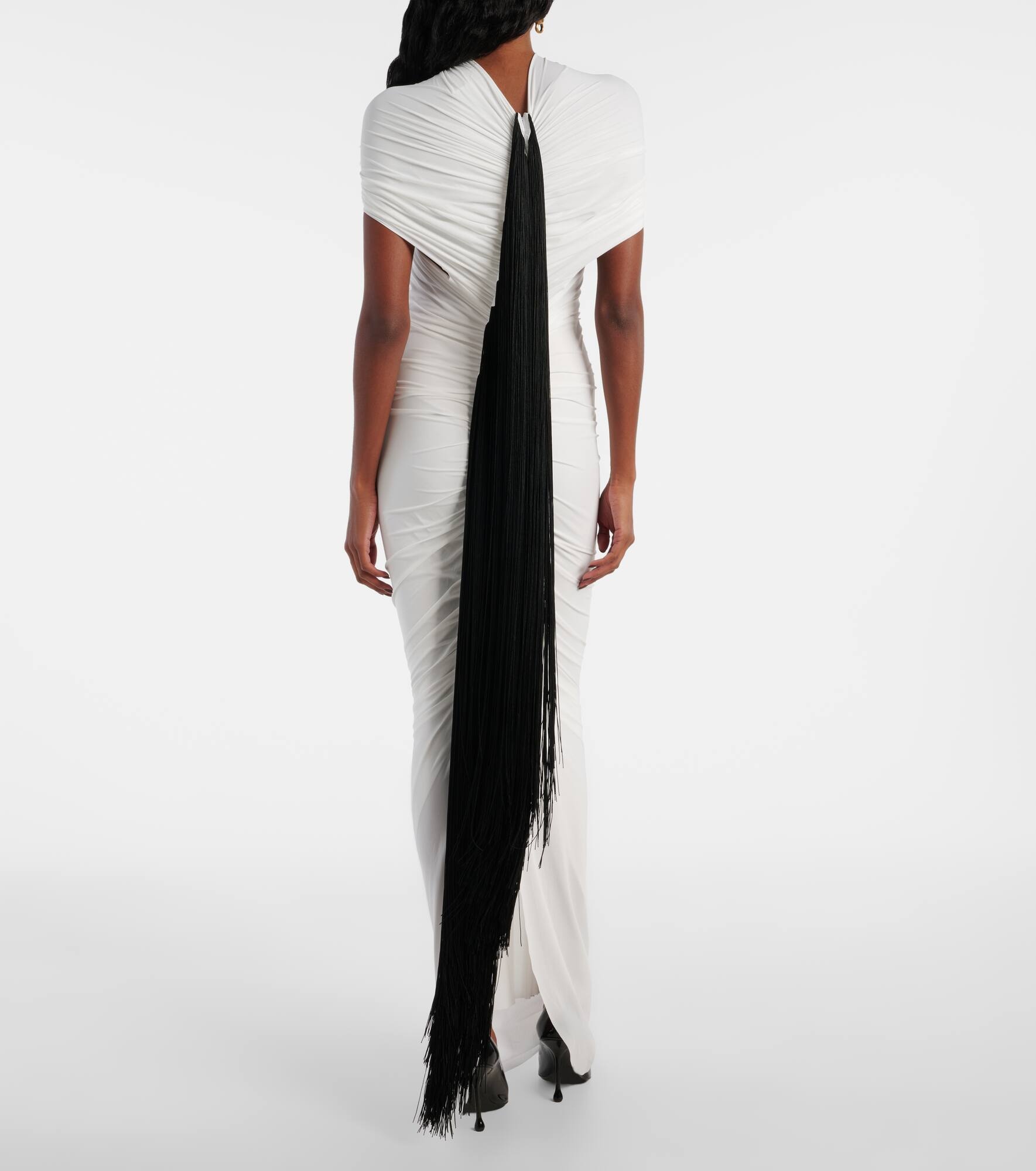 Fringed ruched jersey maxi dress - 3