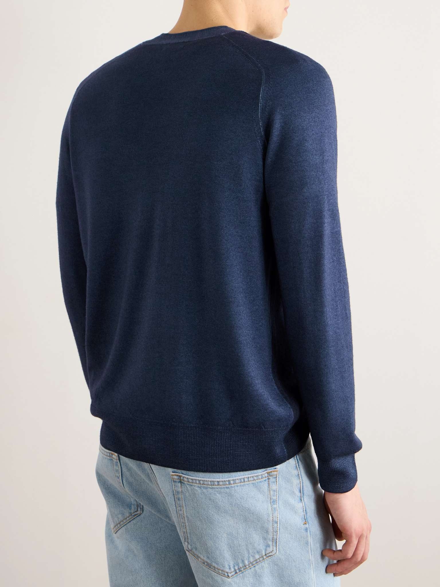 Logo-Embroidered Two-Tone Wool Cardigan - 4