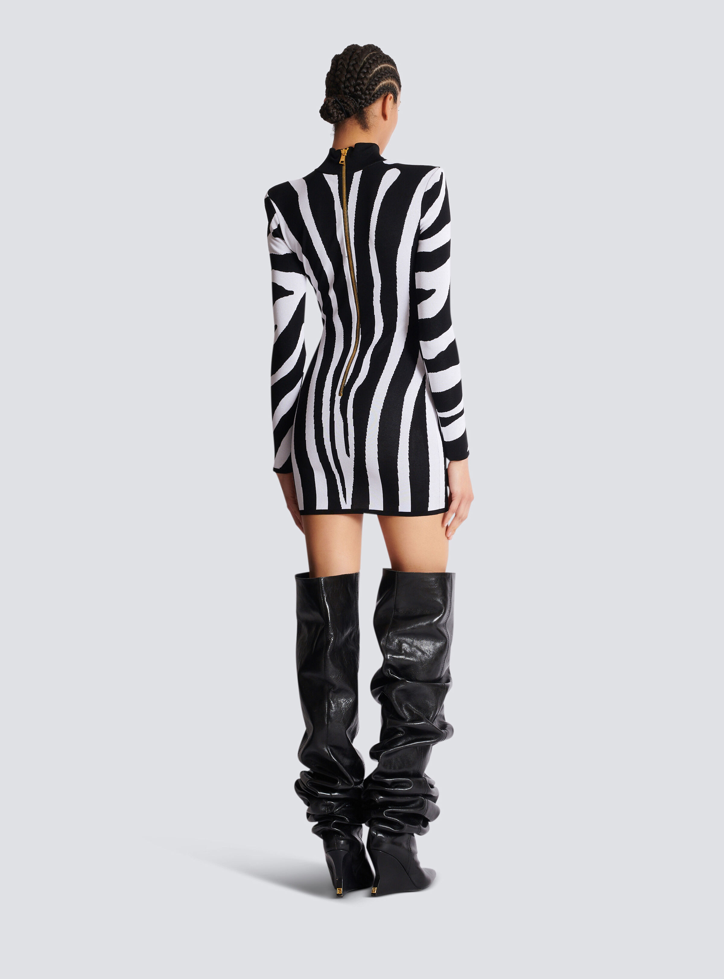 Short knit dress with zebra intarsia - 4