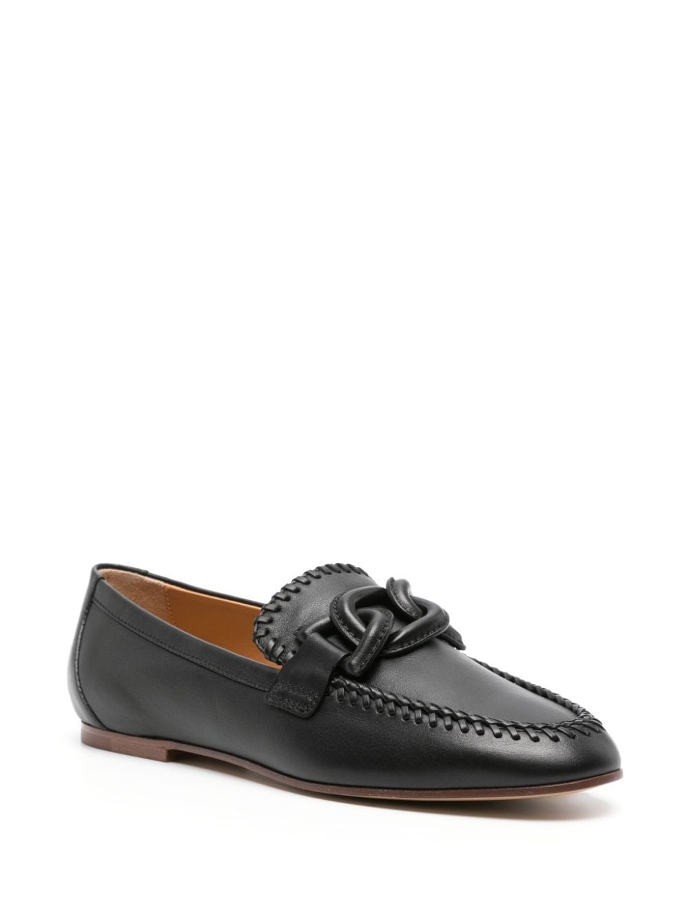 chain-link leather loafers - 2