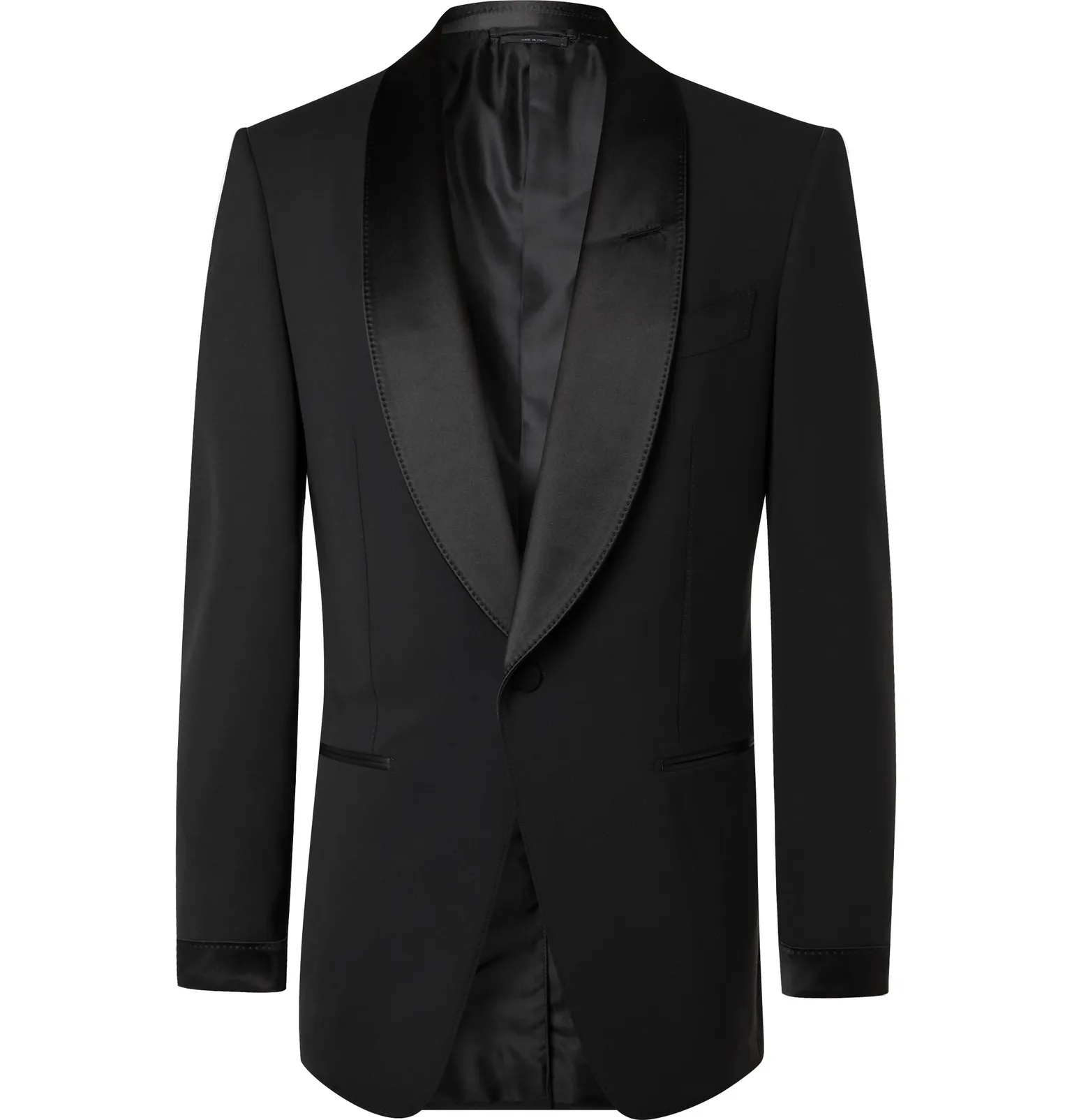 Slim-Fit Satin-Trimmed Stretch-Wool Tuxedo Jacket - 1