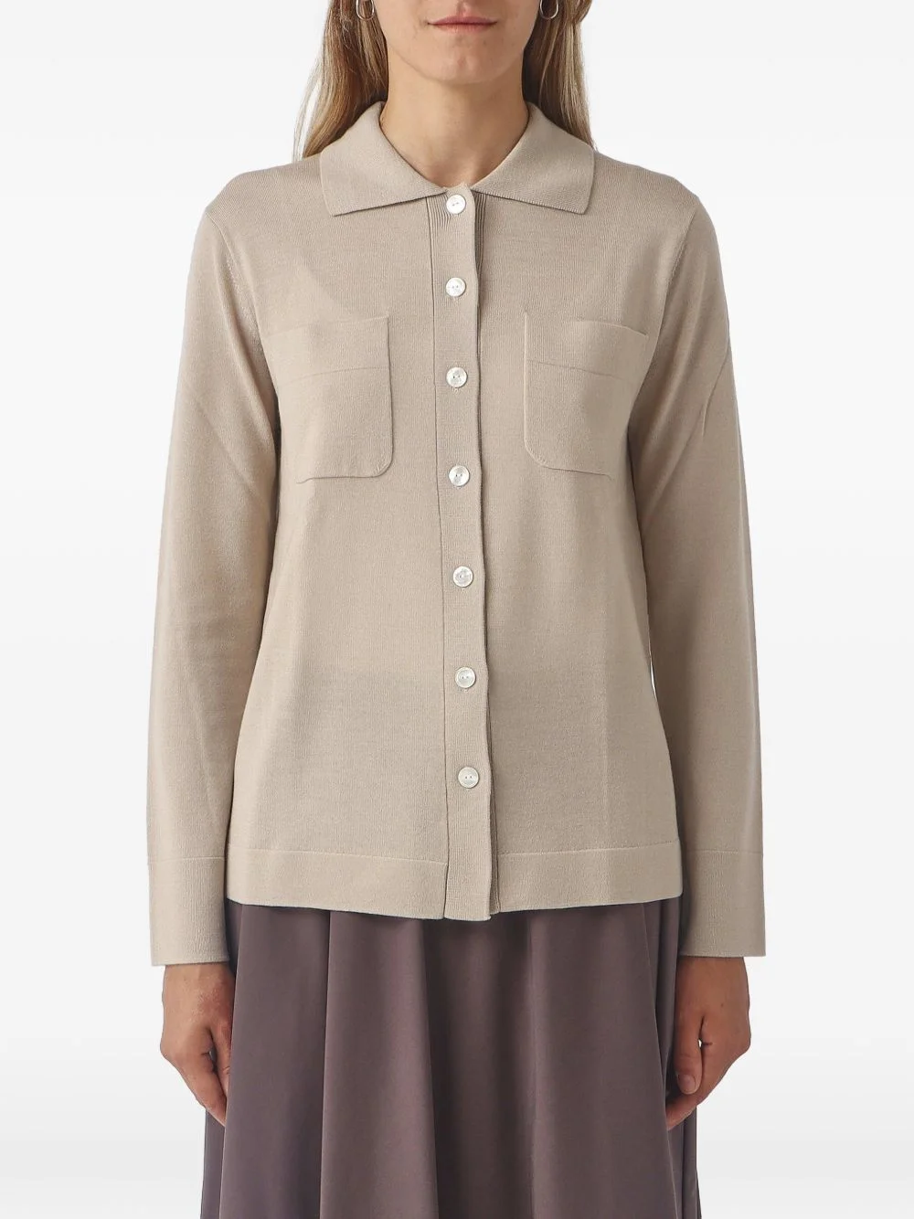 button-up chest-pocket cardigan - 1
