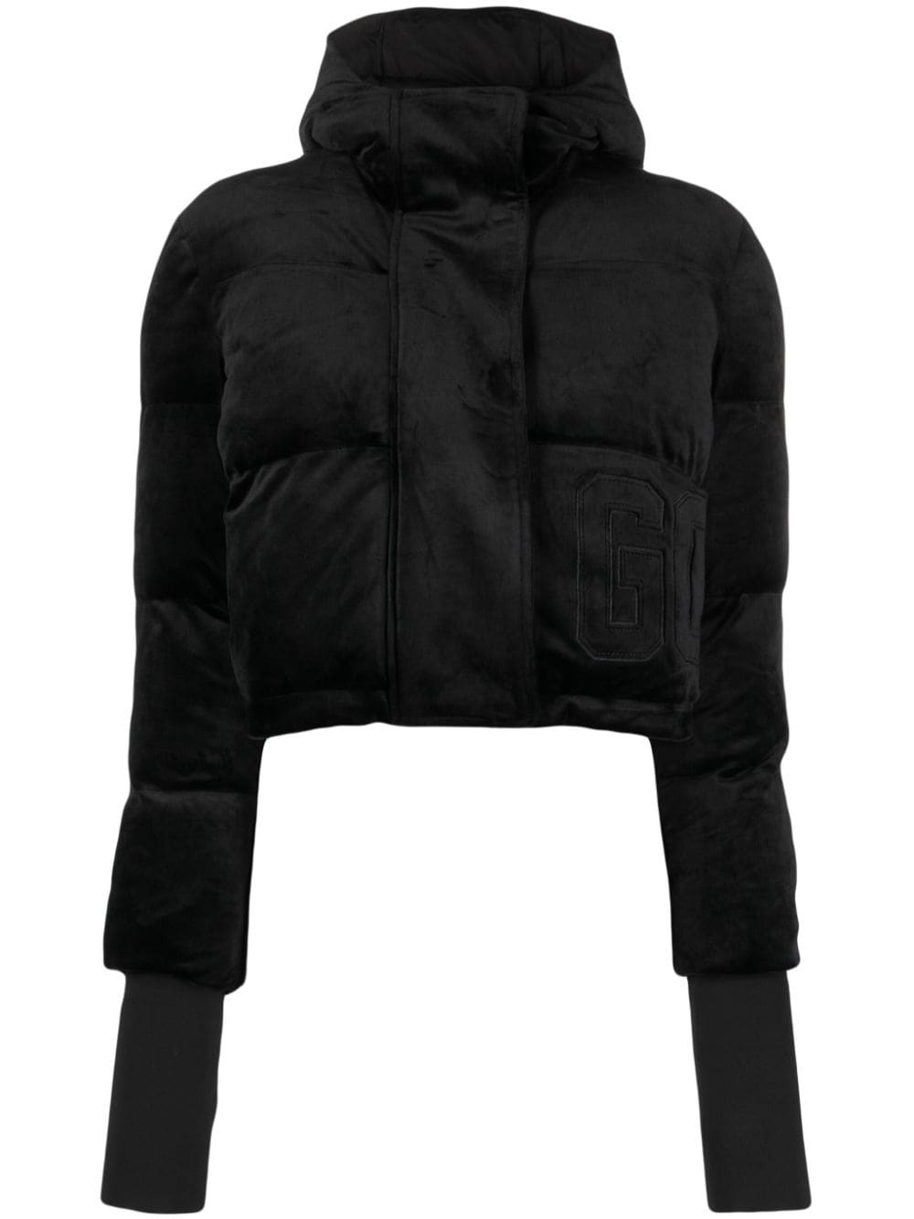 hooded velvet padded jacket - 1