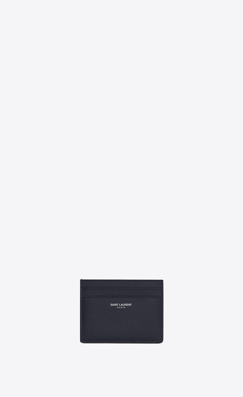 saint laurent paris credit card case in grain de poudre embossed leather - 1