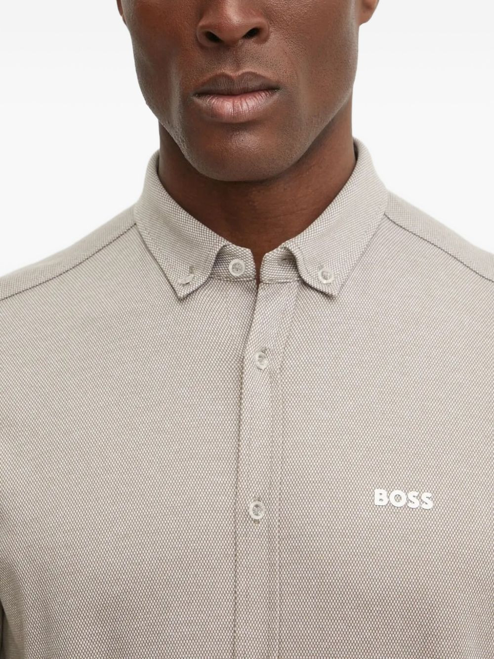 textured logo-print shirt - 3