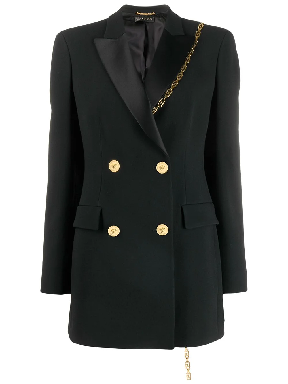 chain detail double breasted blazer - 1