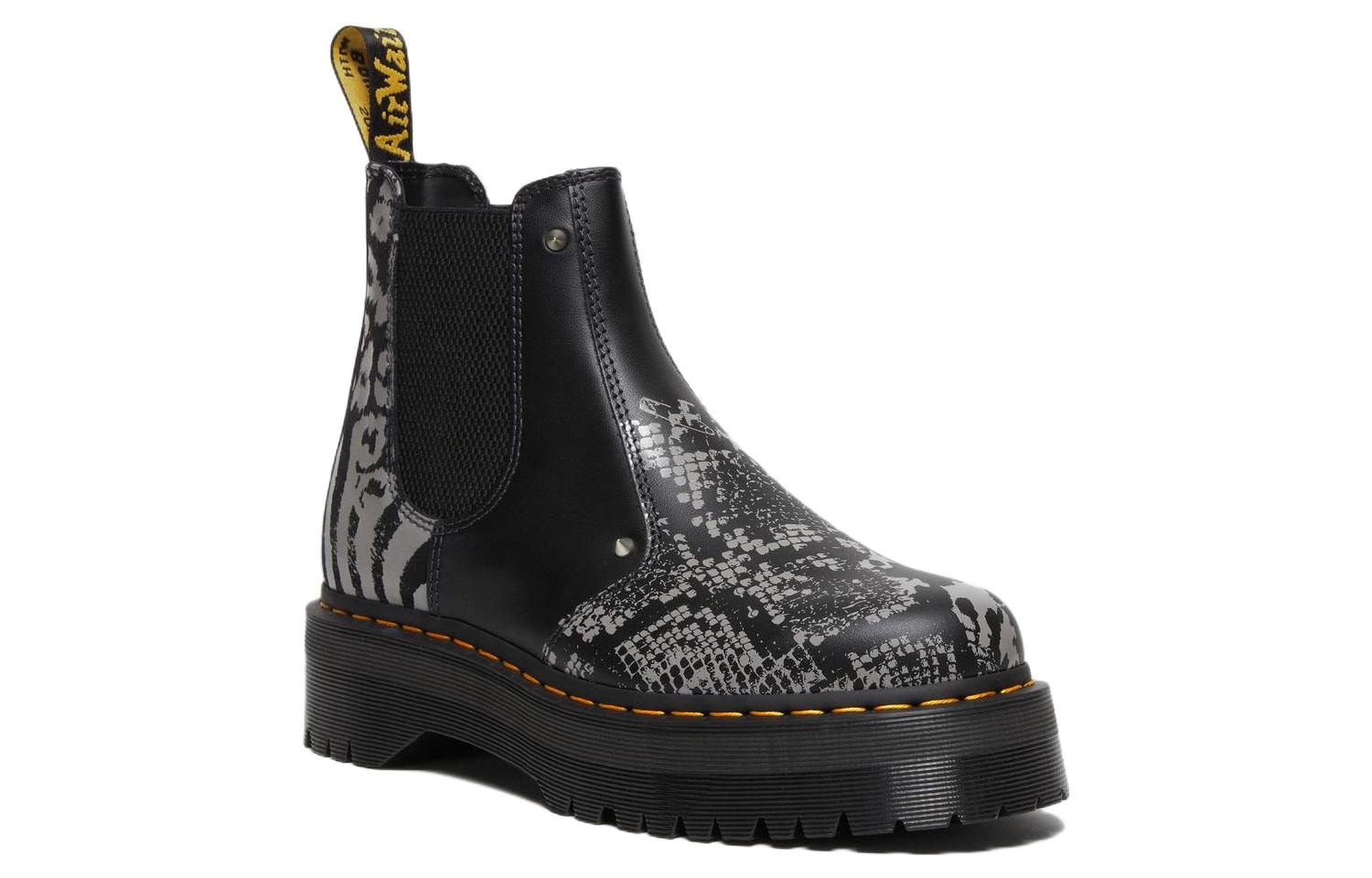 Dr. Martens 2976 Quad Platform Animal Print Boots 'Black Grey' 27692001 - 2