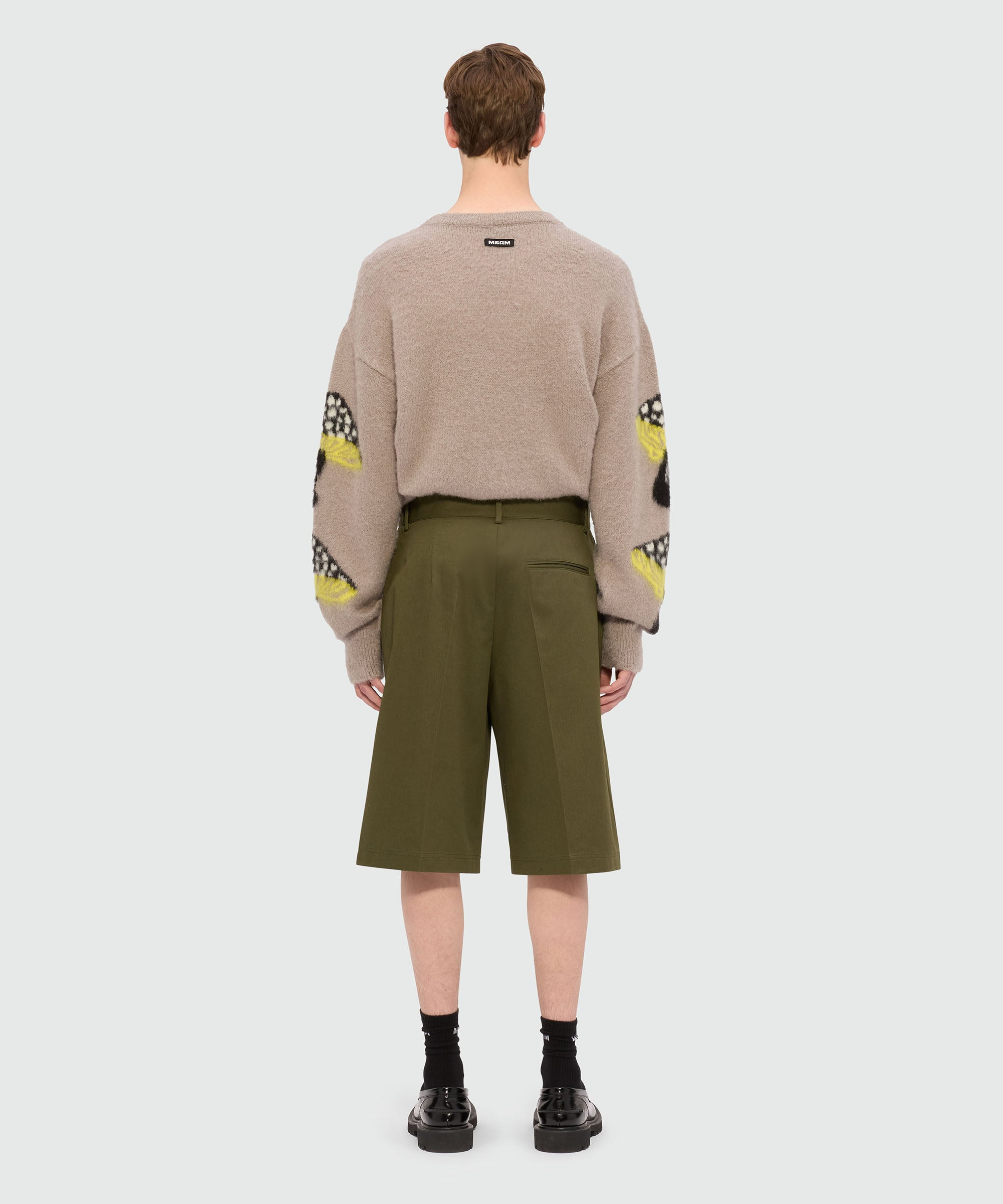 Olive green Bermuda shorts in cotton drill - 3