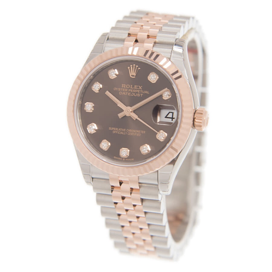 Rolex Datejust 31 Chocolate Diamond Dial Automatic Ladies Steel and 18kt Everose Gold Jubilee Watch  - 4