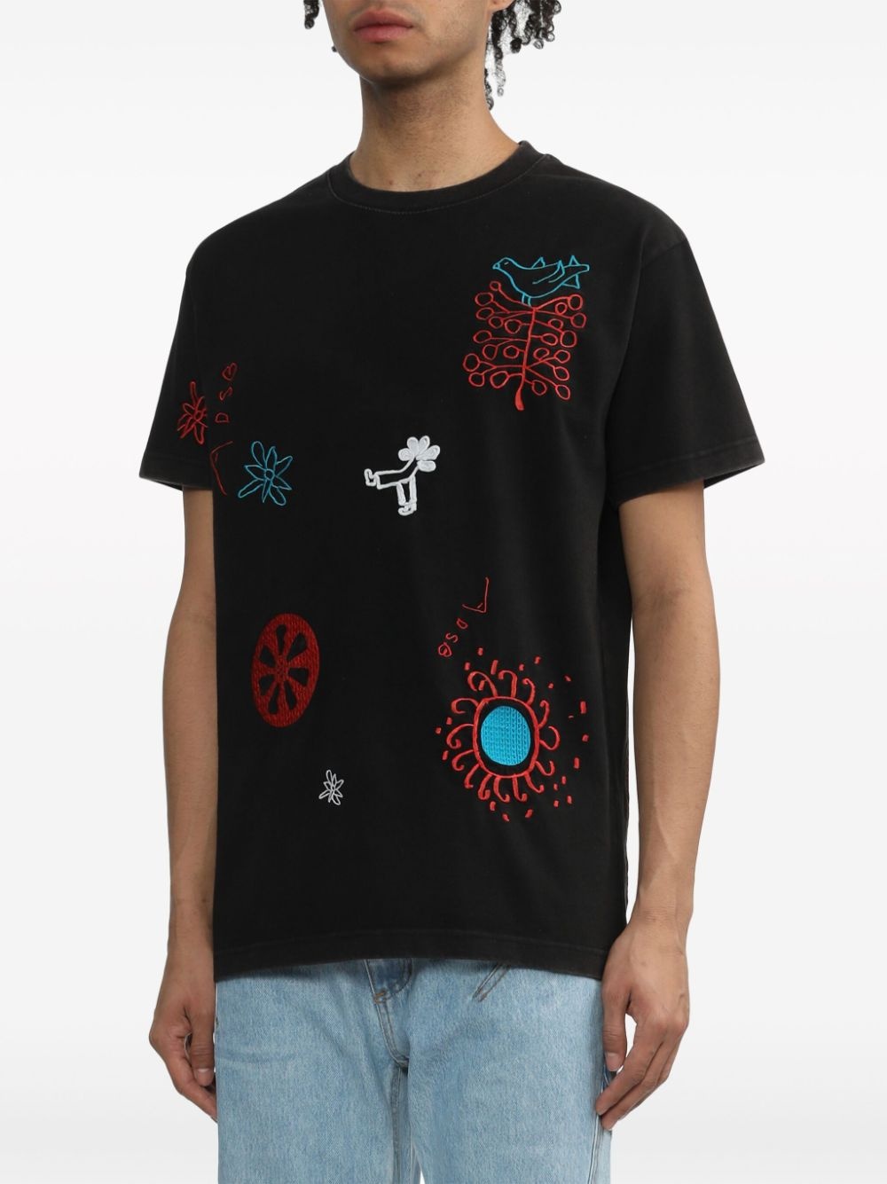 embroidered cotton T-shirt - 3