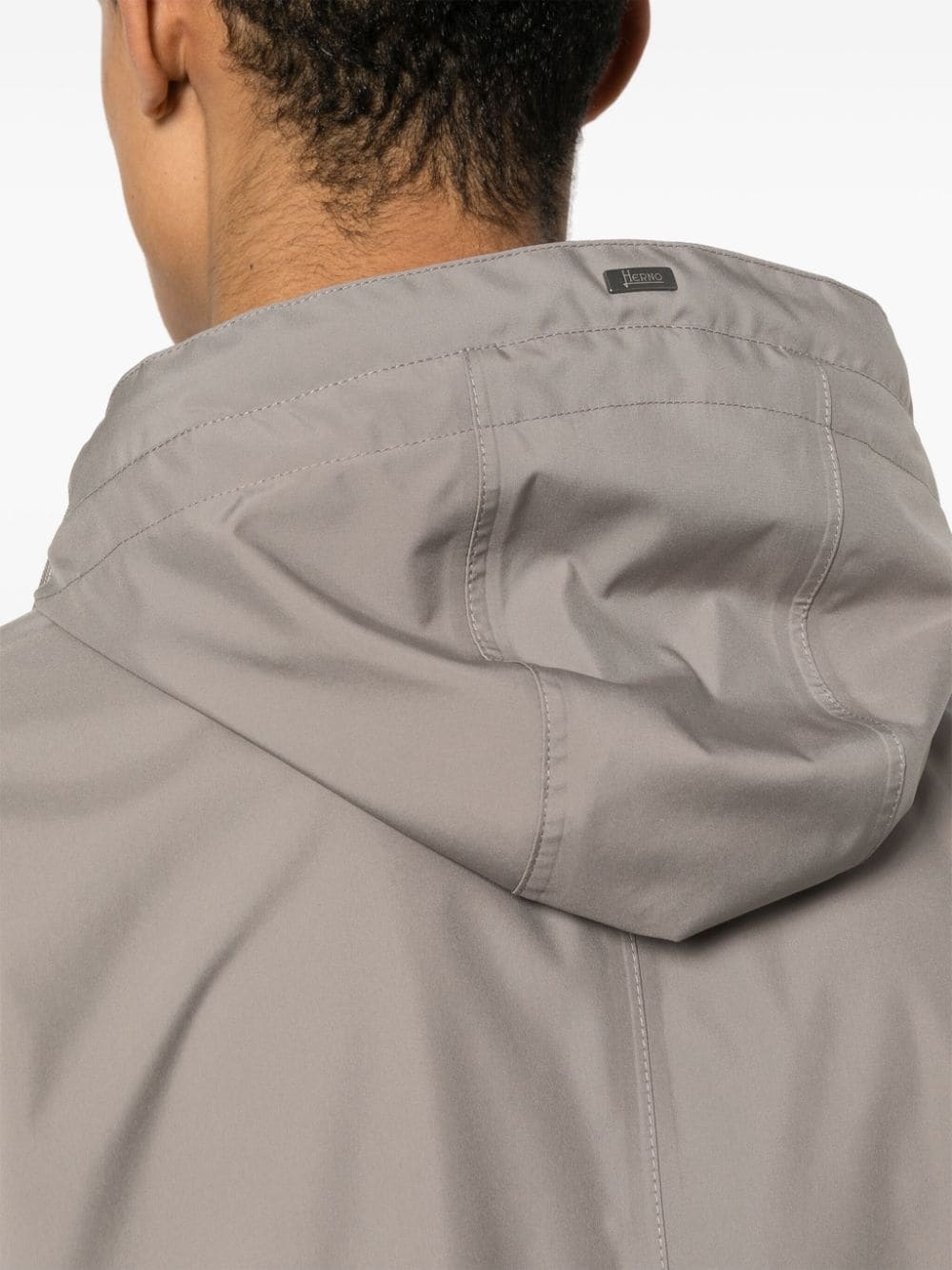 single-breasted hooded coat - 5