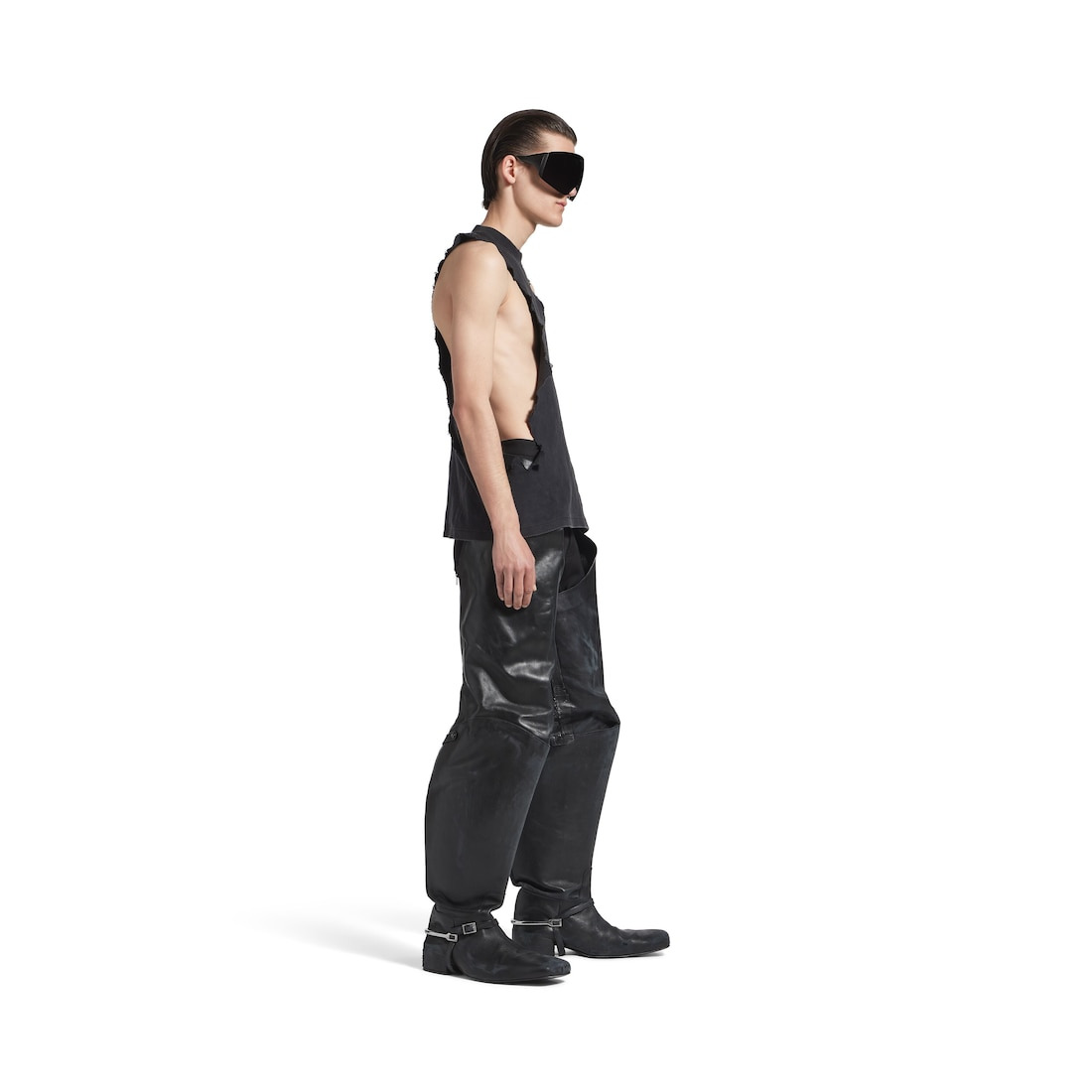 Men's Standard Ripped Tank Top in Black Faded - 3