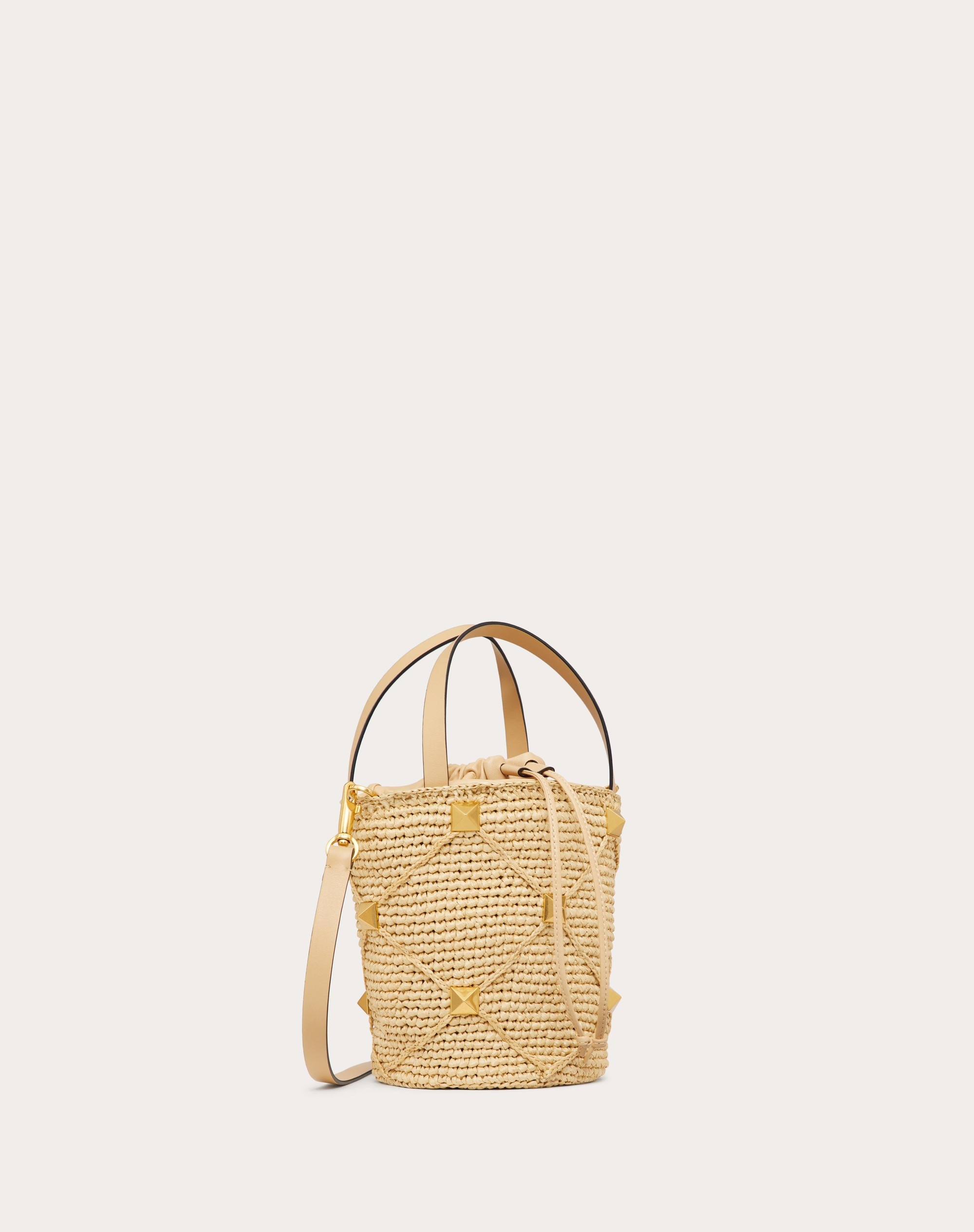 ROMAN STUD RAFFIA BUCKET BAG - 3