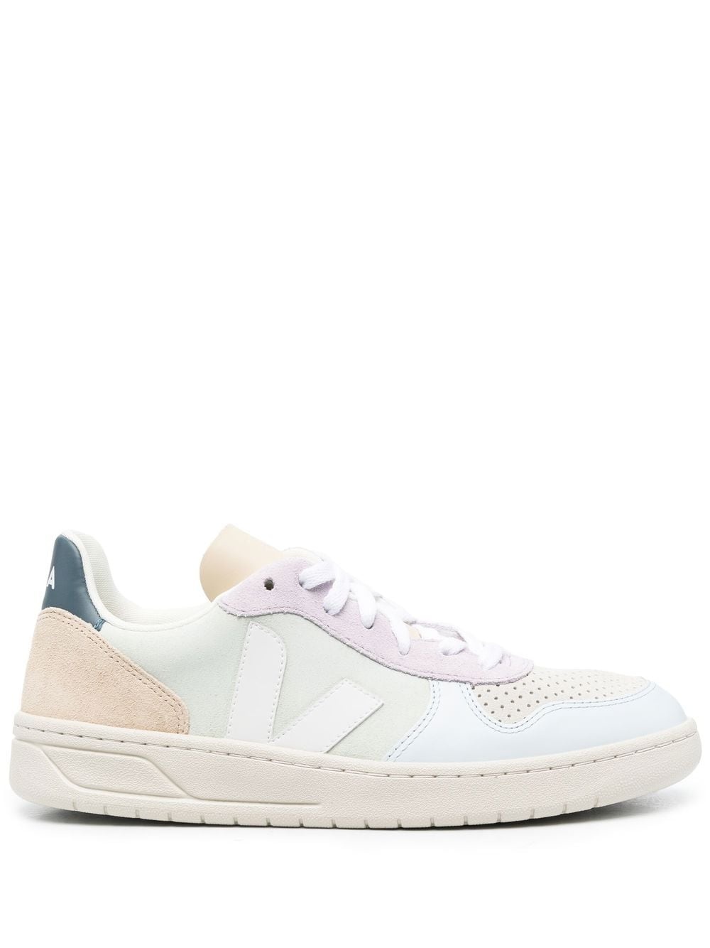 paneled-design leather sneakers - 1