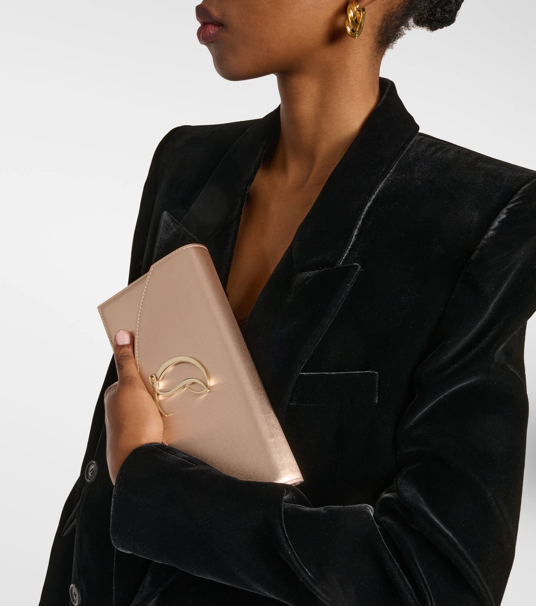 Loubi54 Small leather-trimmed silk clutch - 2