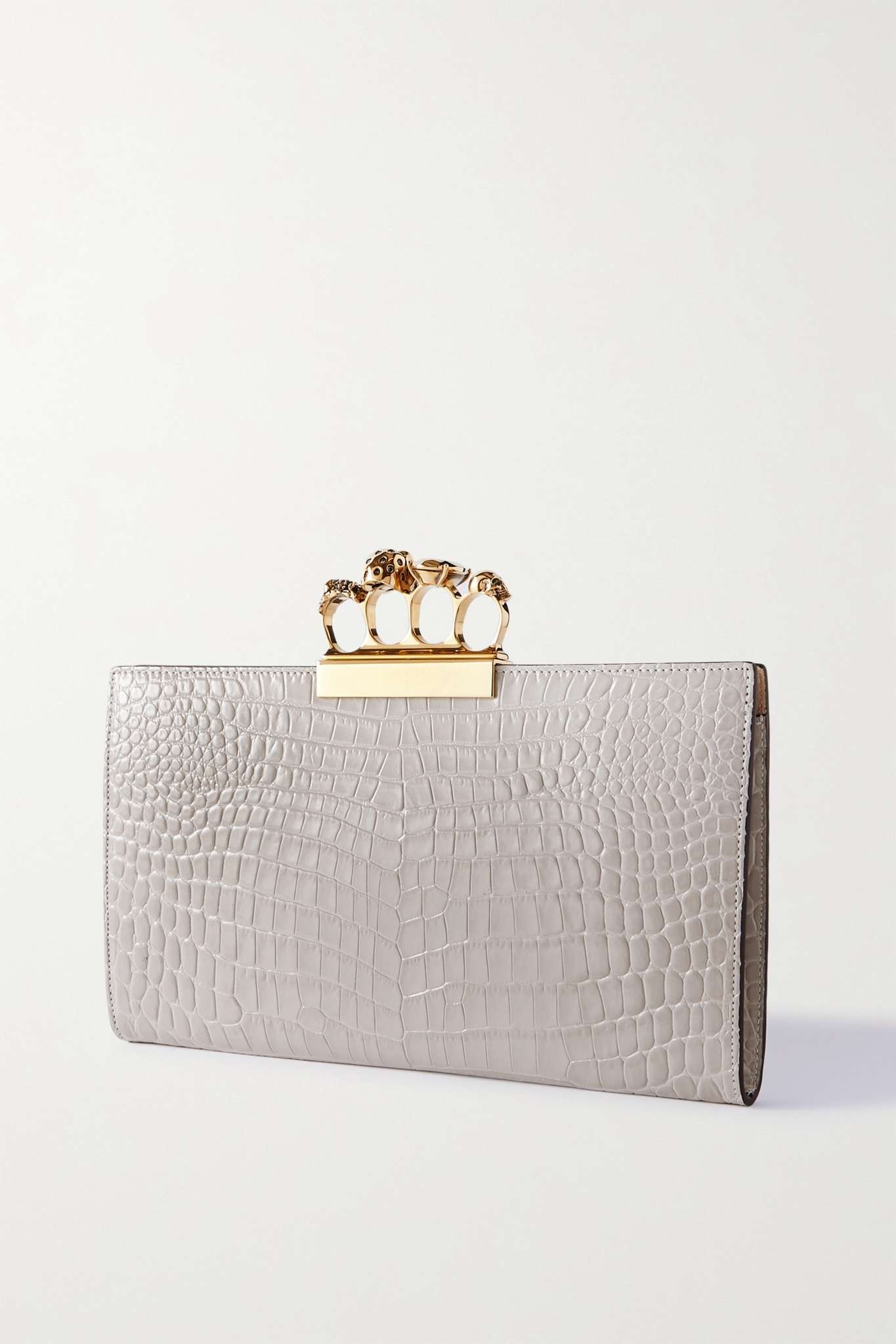 Four Ring embellished croc-effect leather pouch - 3