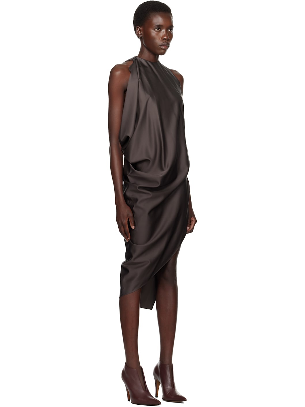 Taupe Open Arm Evening Minidress - 2