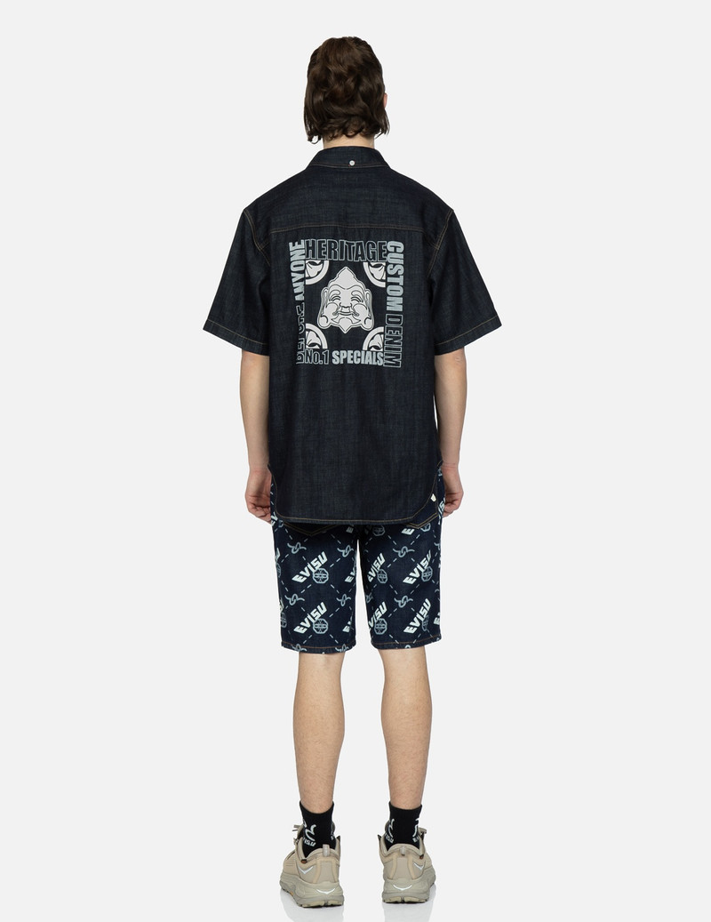 MONOGRAM PRINT DENIM SHORTS 5