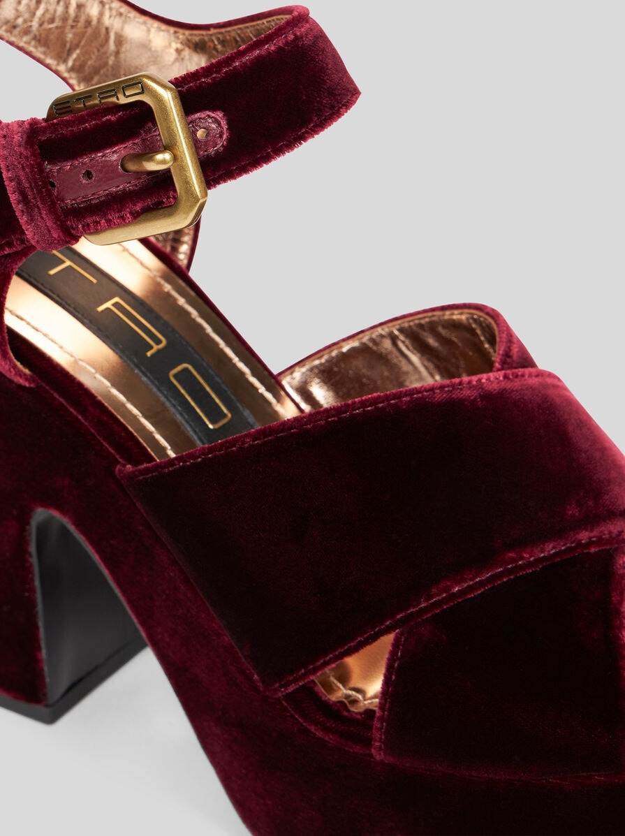 VELVET PLATFORM SANDALS - 4