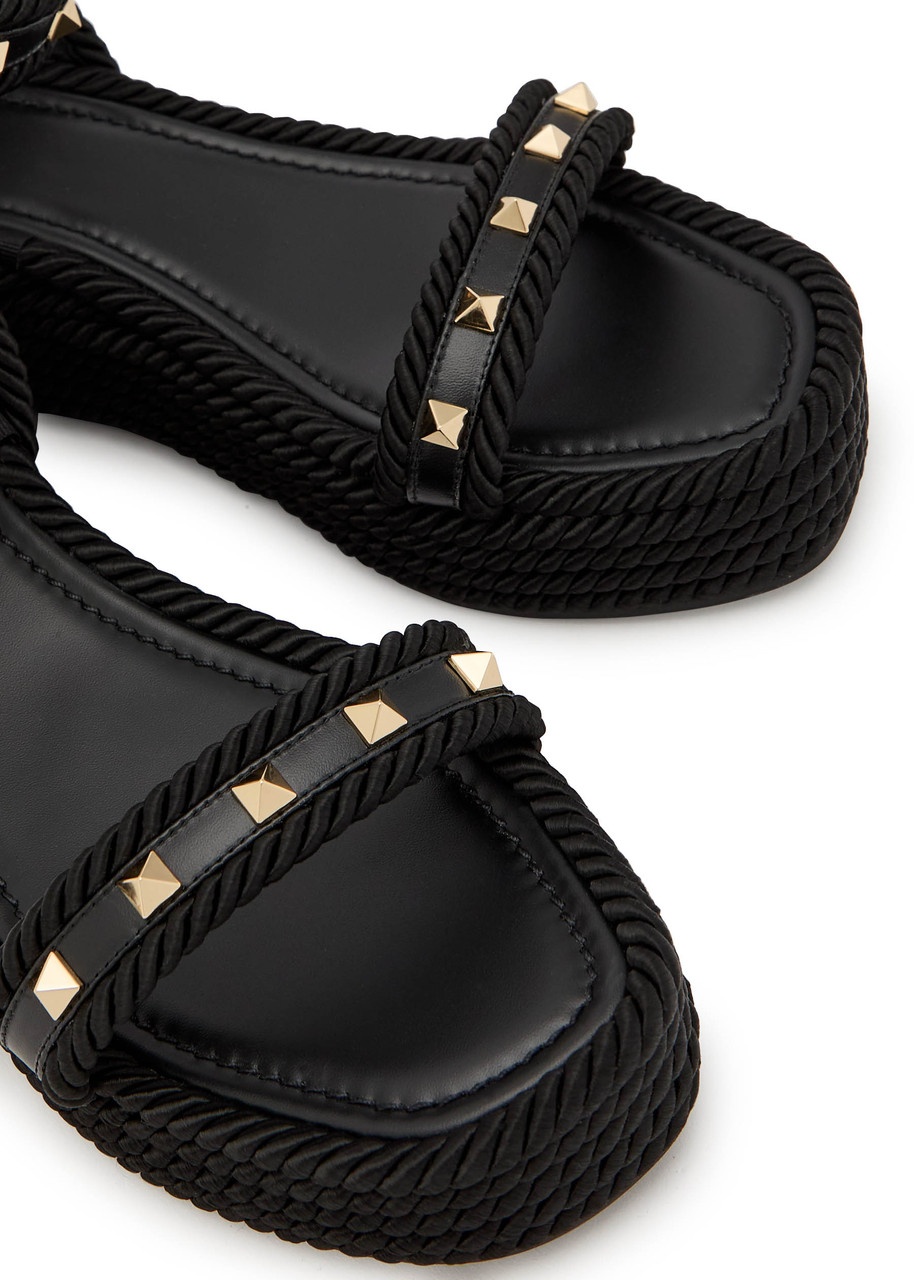 Valentino Rockstud Torchon Silk Espadrille Wedge Sandals - 3