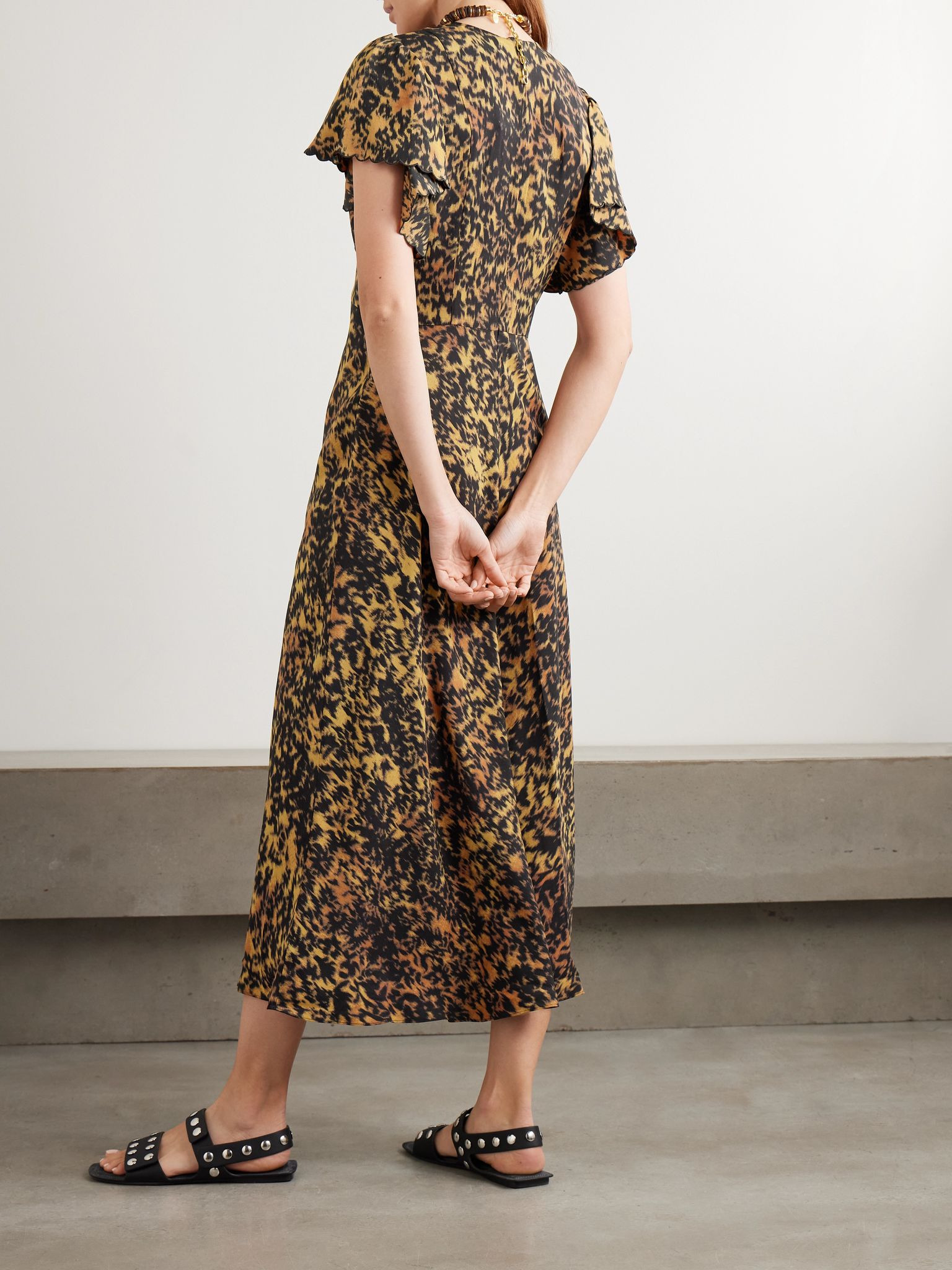 Blithe Flutter ruffled printed crepe midi dress Multi - 3