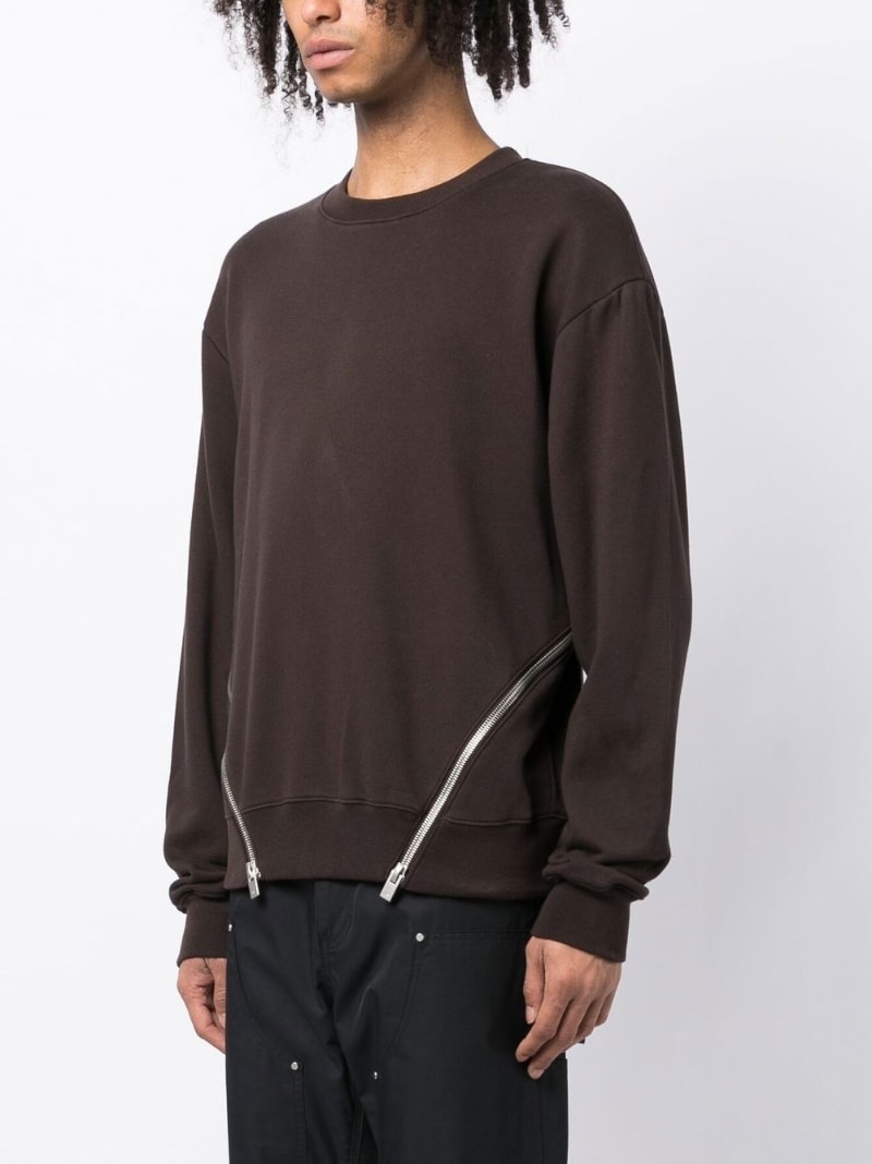 zip-details cotton sweatshirt - 3