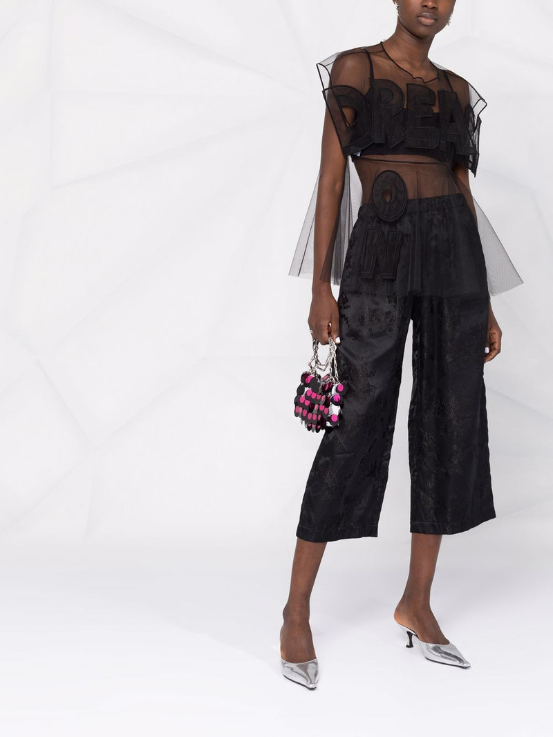 Comme des Garçons Comme des Garçons floral-jacquard cropped trousers outlook