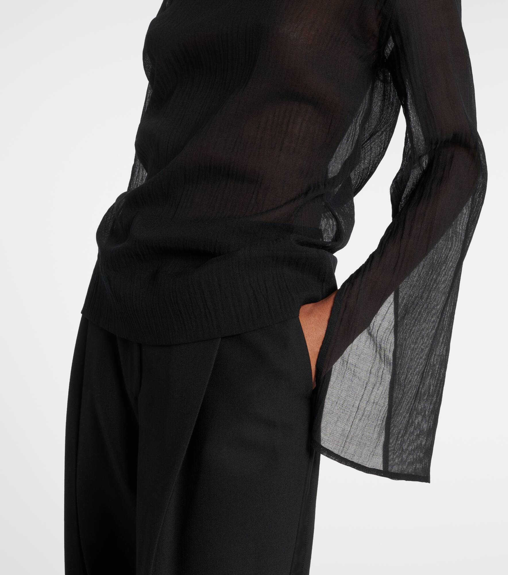 Cotton and silk turtleneck top - 5