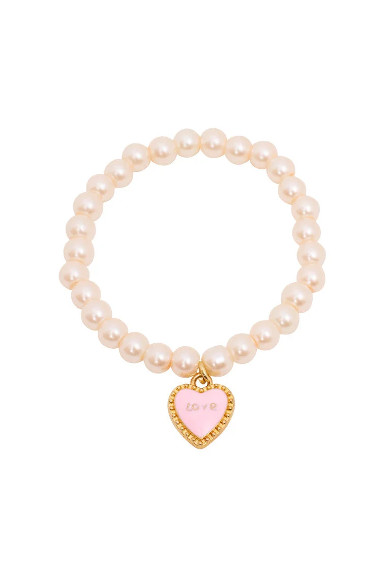 She's Coquette Love Heart Pearl Bracelet - 1