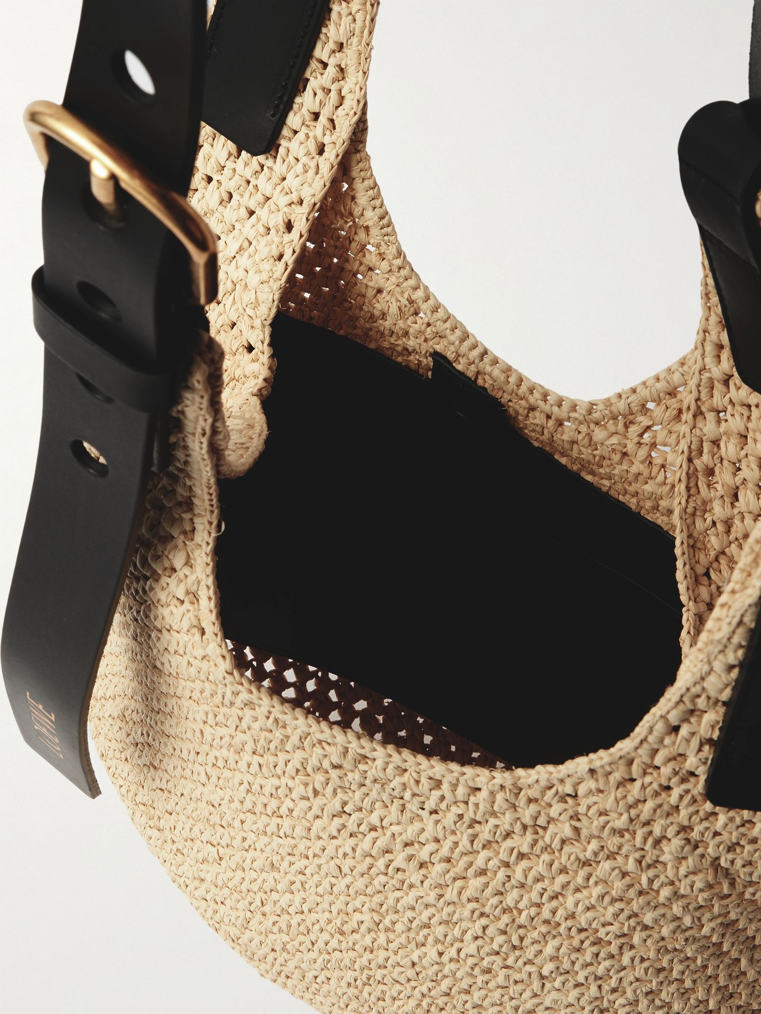 + Paula's Ibiza Leather-Trimmed Woven Raffia Tote Bag Neutral - 5