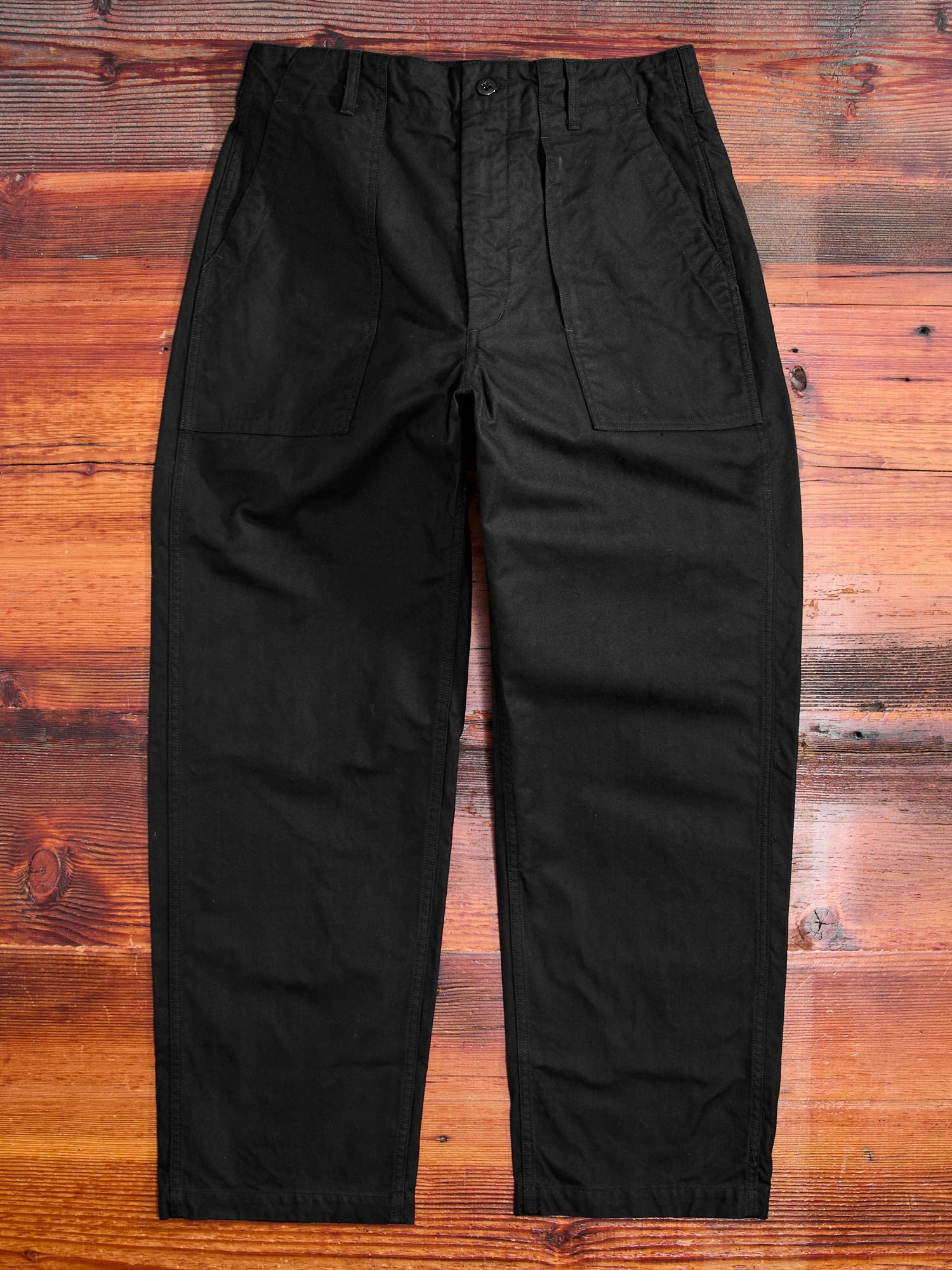 Brushed Herringbone Fatigue Pants in Black - 1