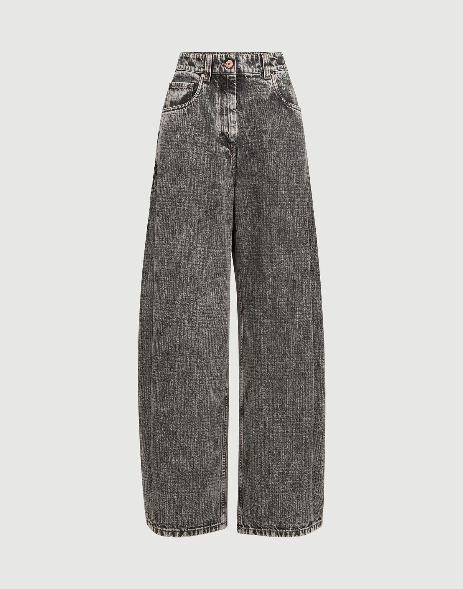 Prince of Wales denim wide trousers with monili - 1