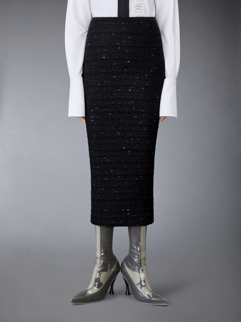Thom Browne Organza Ribbon Tweed Low Rise Maxi Hobble Skirt outlook