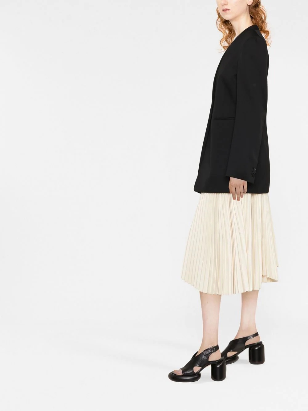 lapelless single-breasted blazer - 4