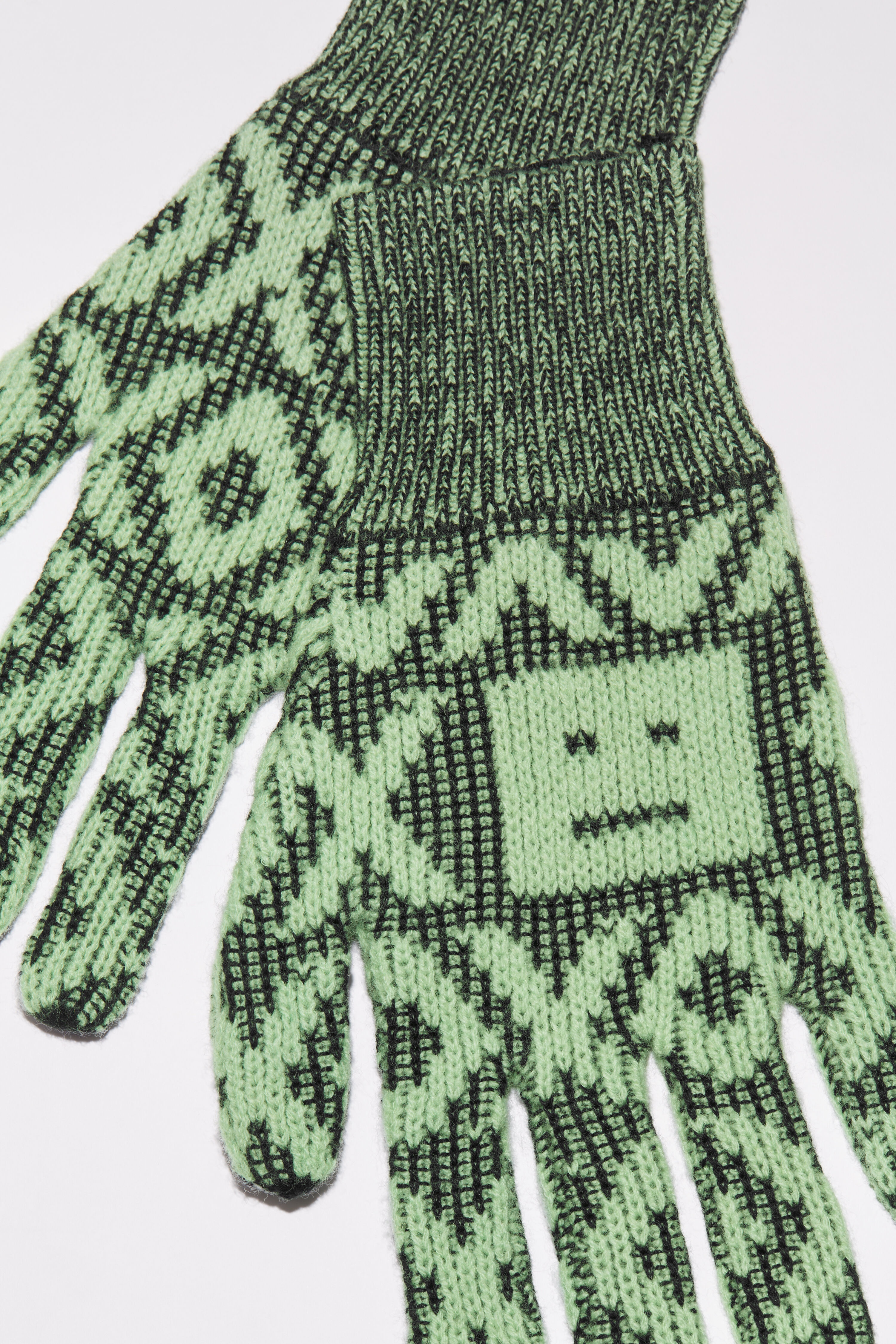 Face logo jacquard gloves - Black/spring green - 4