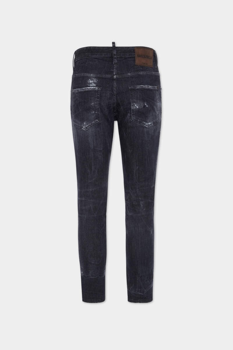 BLACK DESTROYED WASH SKATER JEANS - 2